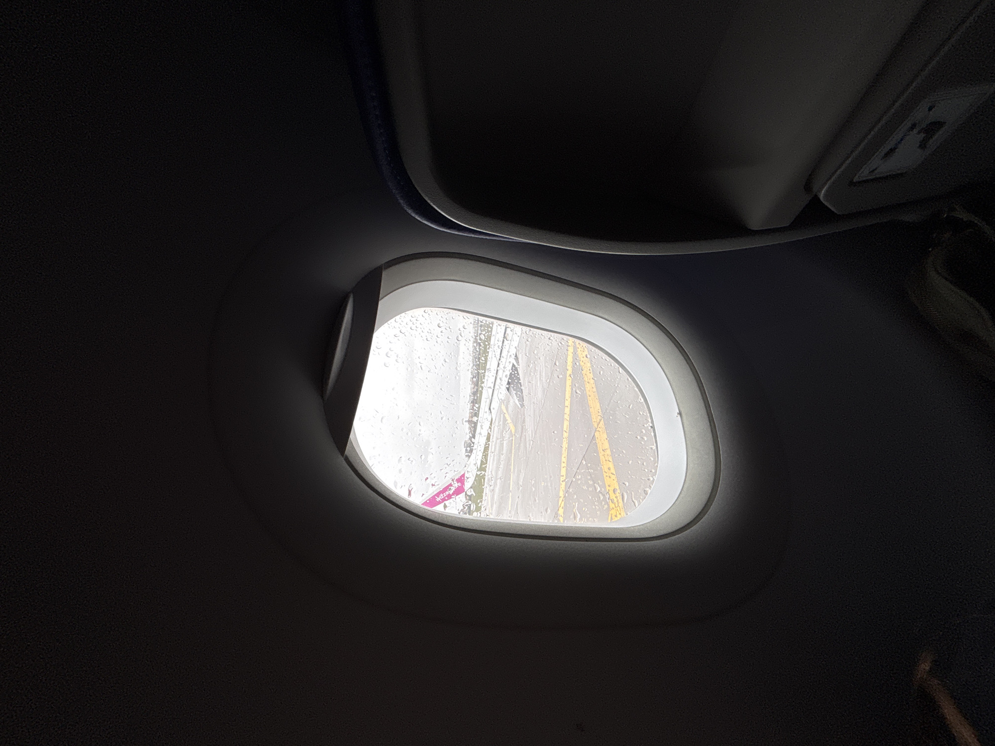 Rainy departure conditions captured from Wizz Air flight in Sofia