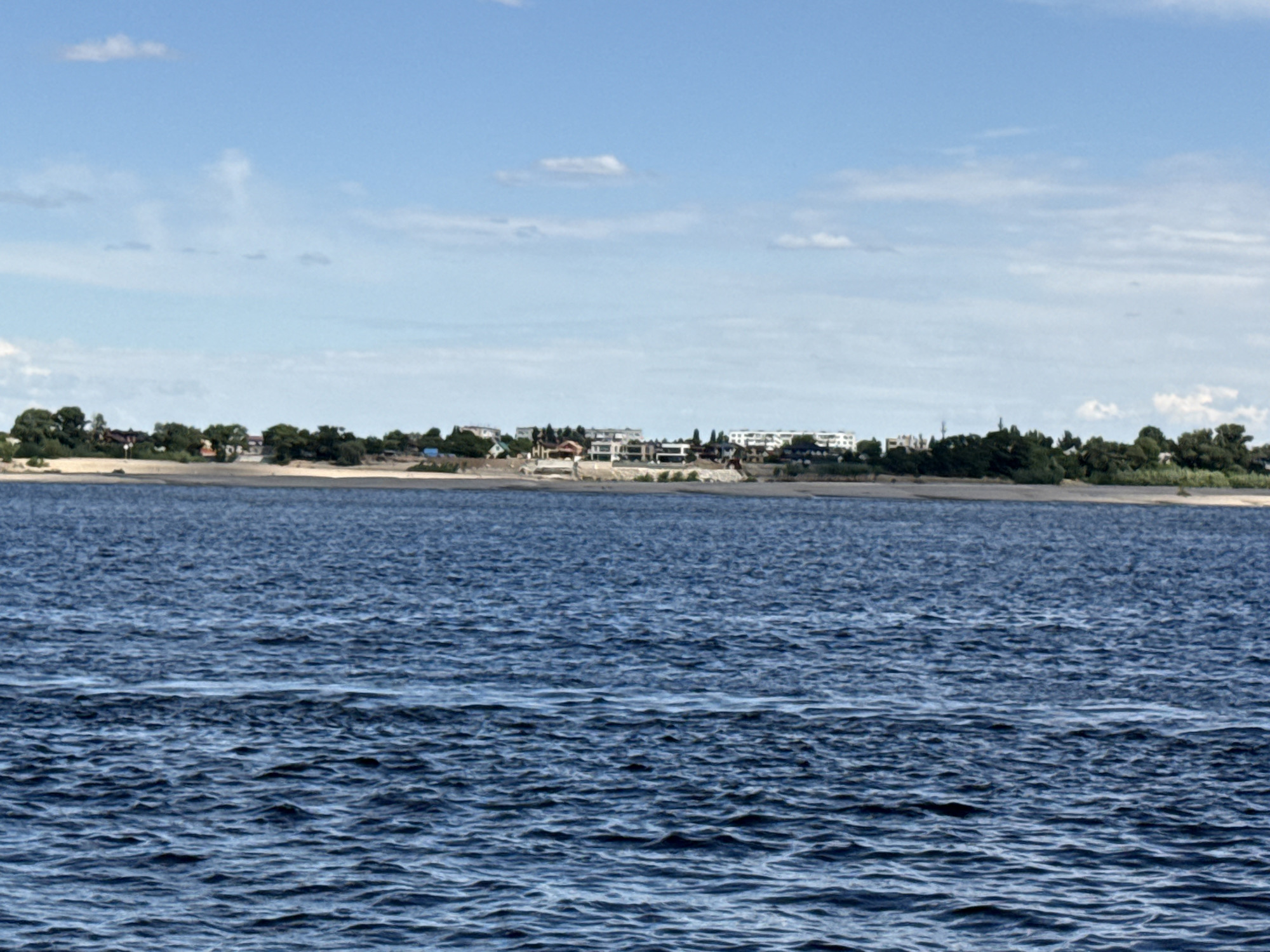 Volga River shoreline in Volgograd on a summer day