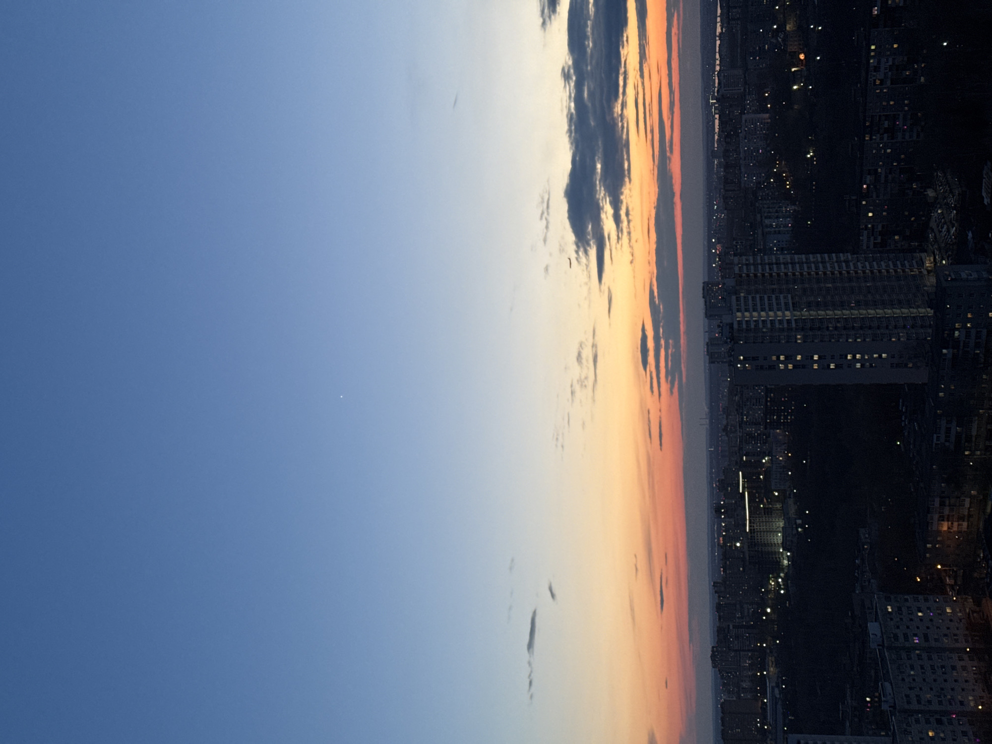 Twilight skyline view captured from high vantage point in Perm