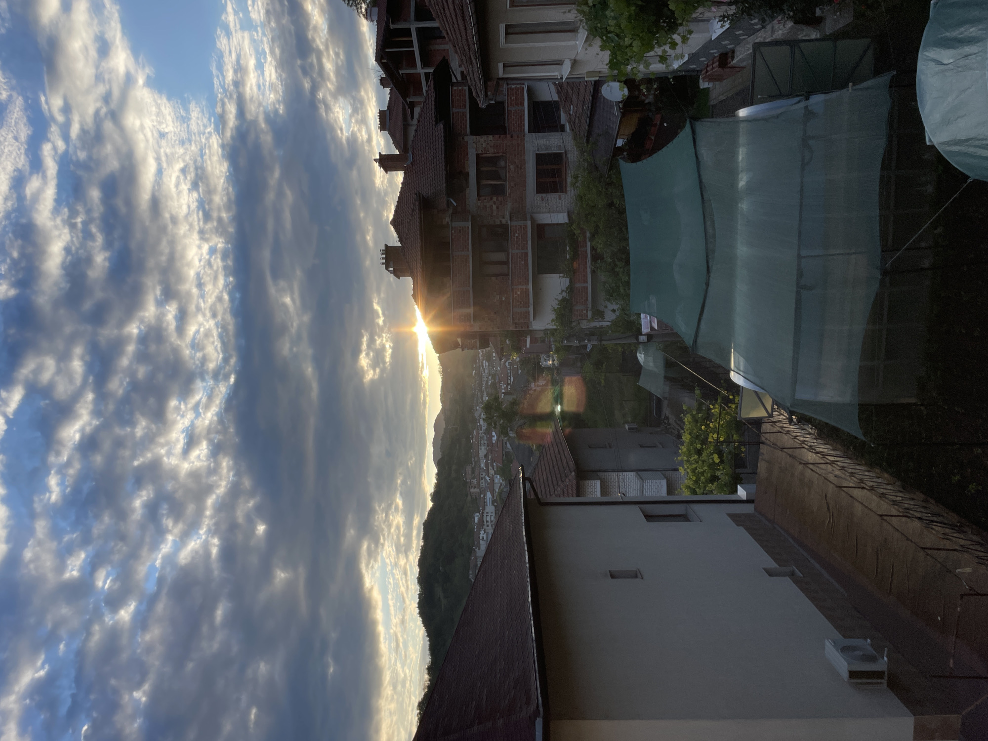 Dramatic sunset captured over Zlatograd, Bulgaria residential valley