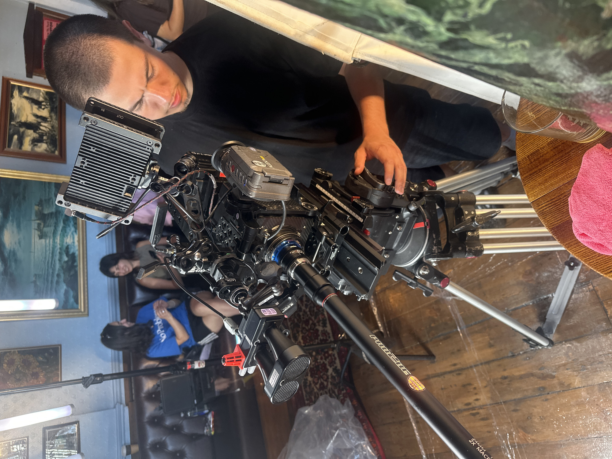 Film crew shoots scenes inside London pub