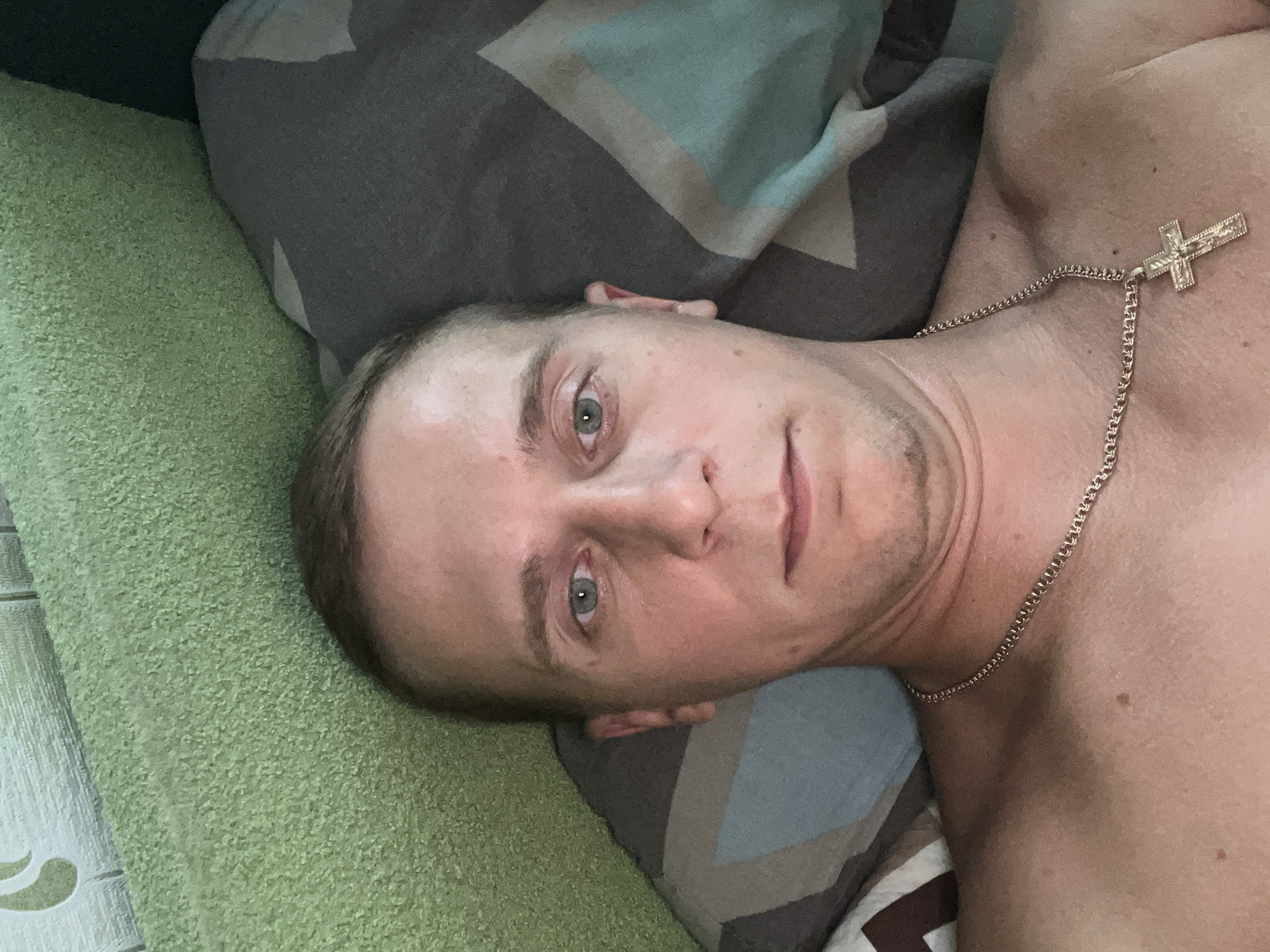 Minsk apartment morning: dog naps, bed selfies, quiet indoors