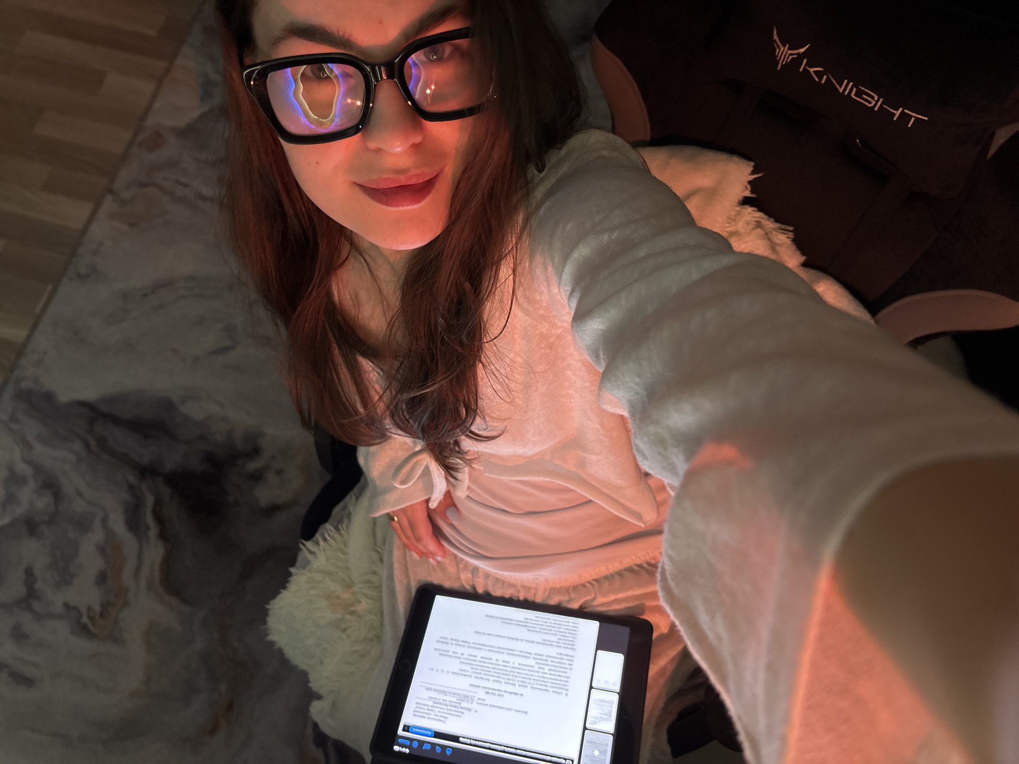 Woman documents evening moments at home in Chaikovsky, Russia