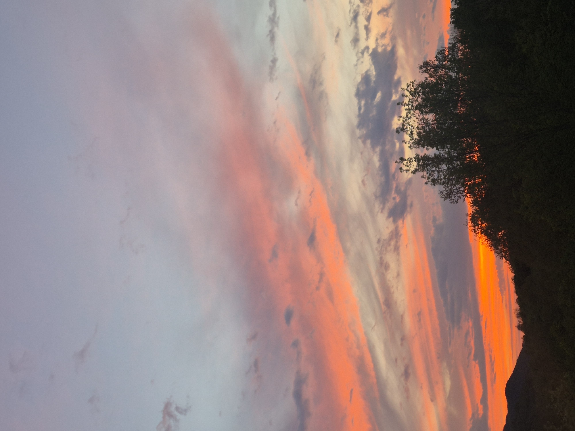 Colorful sunset with pink-orange clouds observed over Gabrovo, Bulgaria