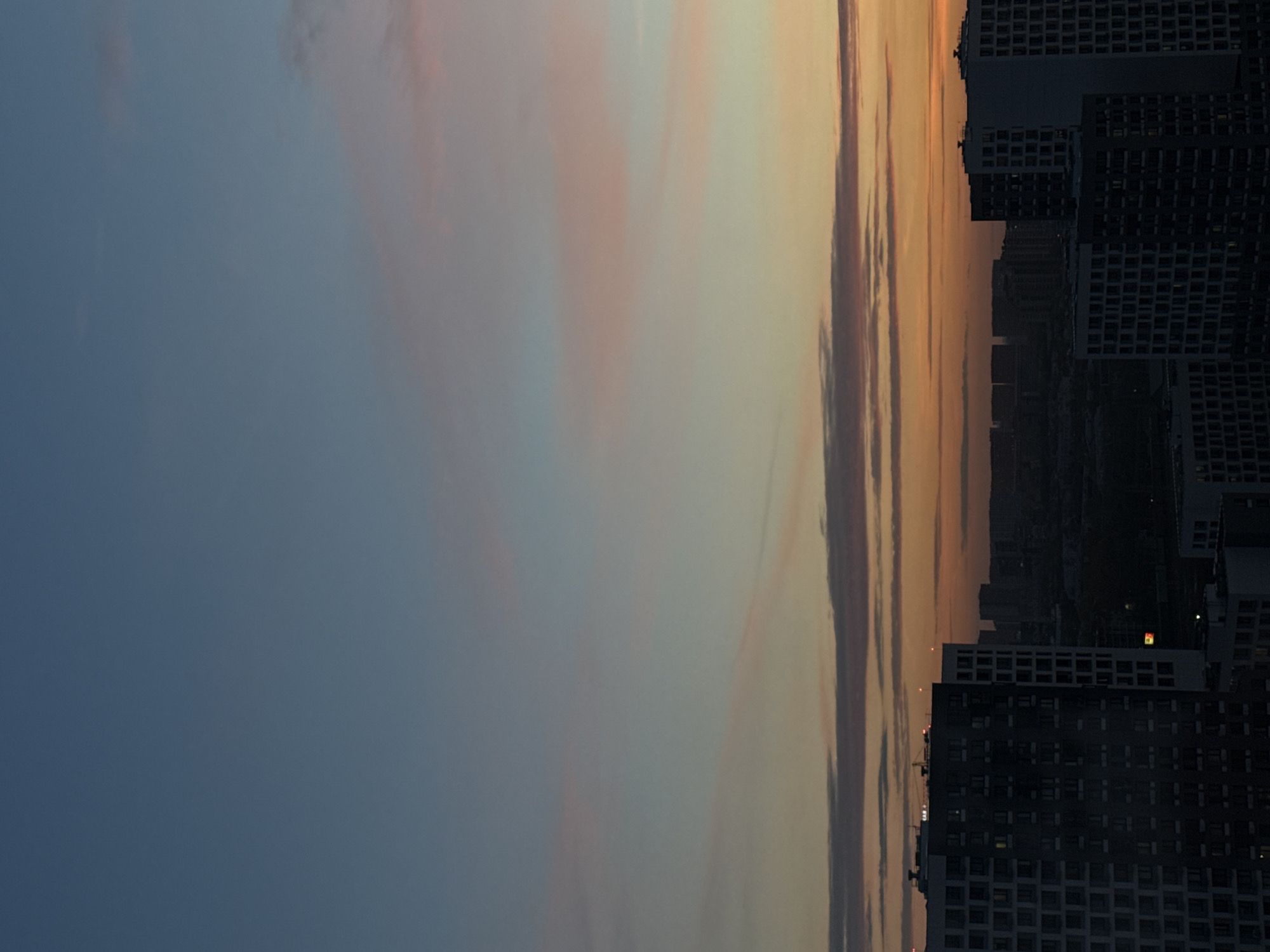 Evening twilight observed over Lyubertsy apartment buildings