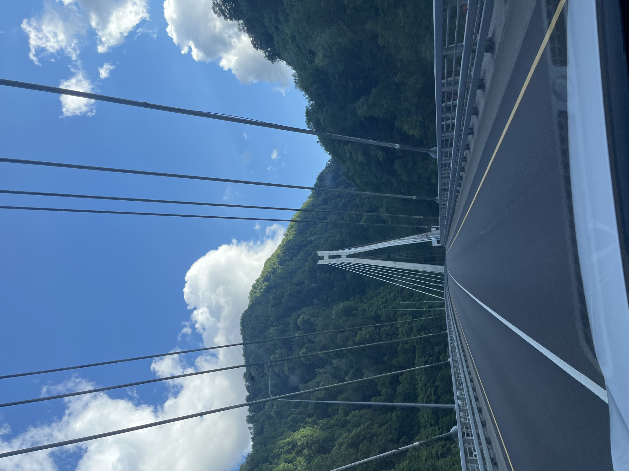 Driving across a cable-stayed bridge in Kepsha, Russia