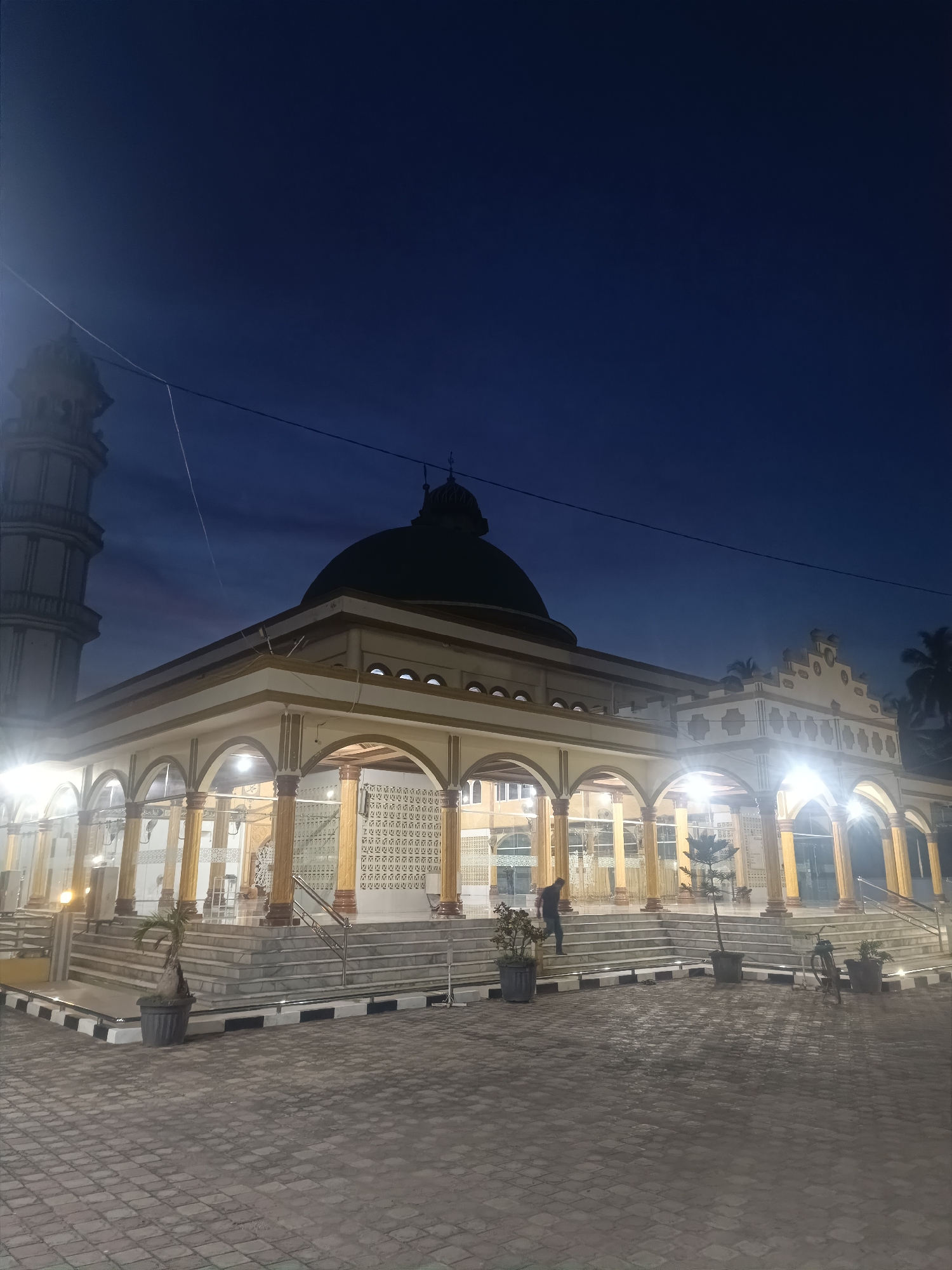 Mosque observed at night in Bugakkrueng, Indonesia