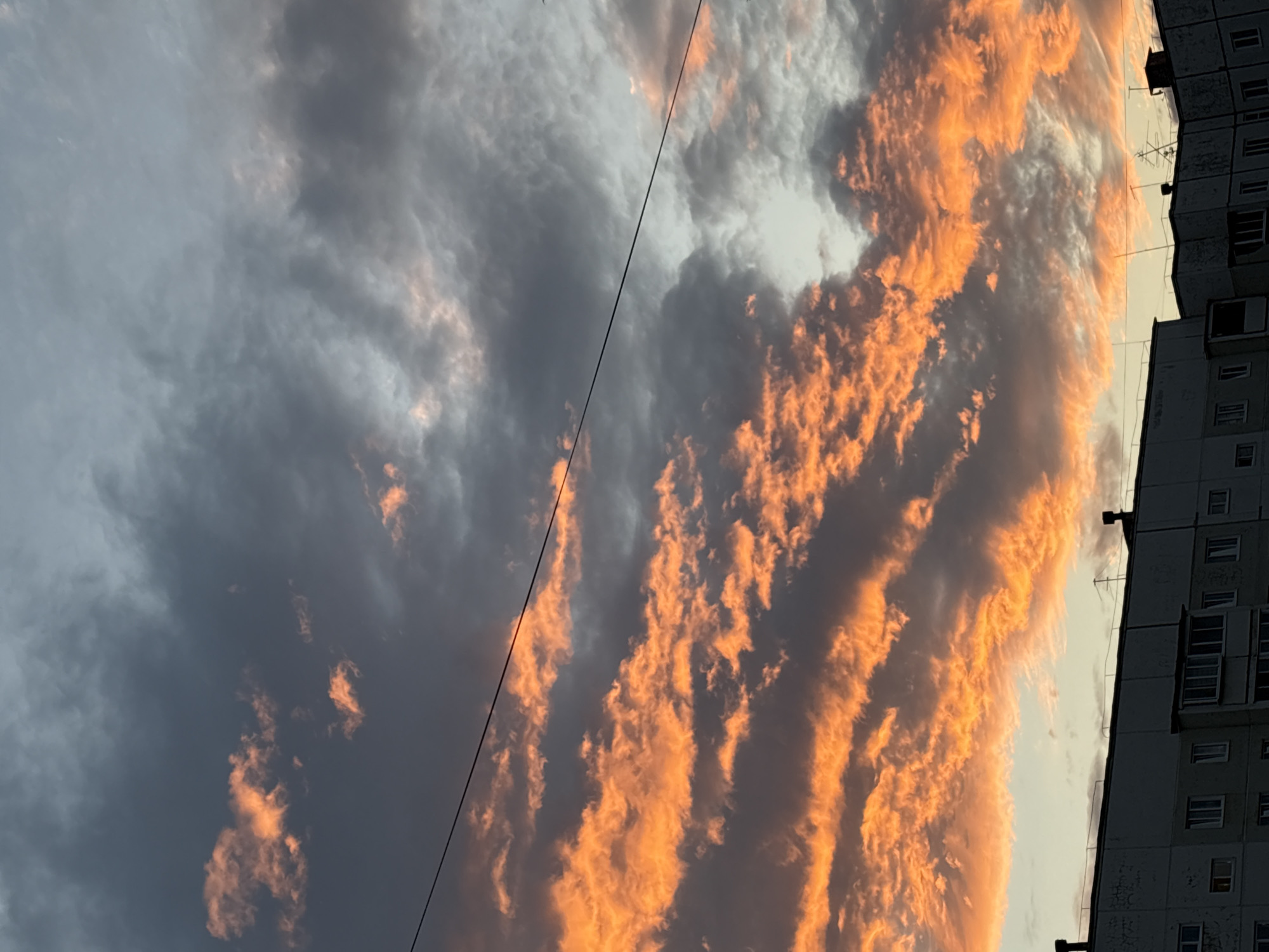 Stormy sunset lights up the sky over Bratsk