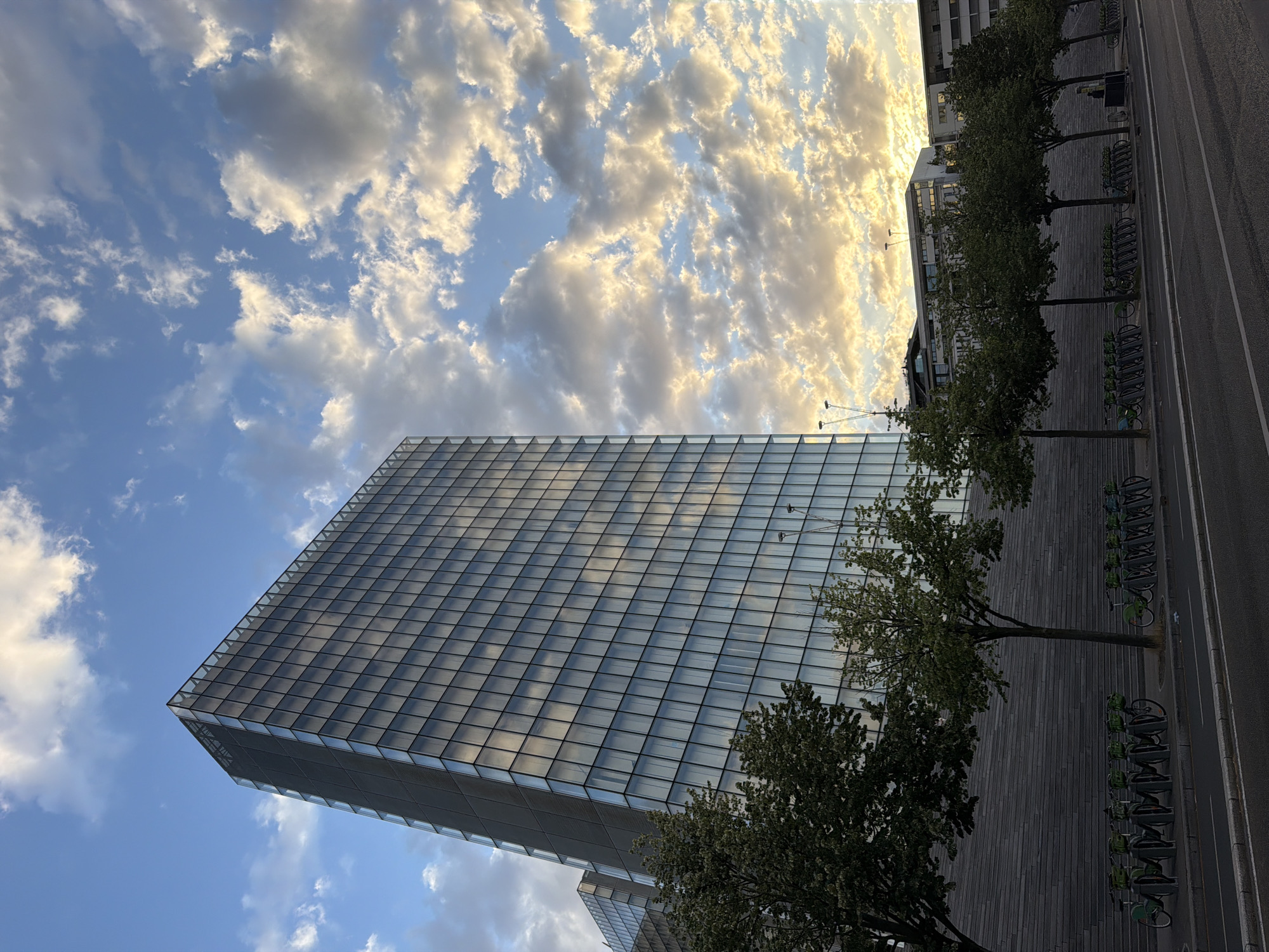 BnF towers and Seine-side terraces on a Paris evening