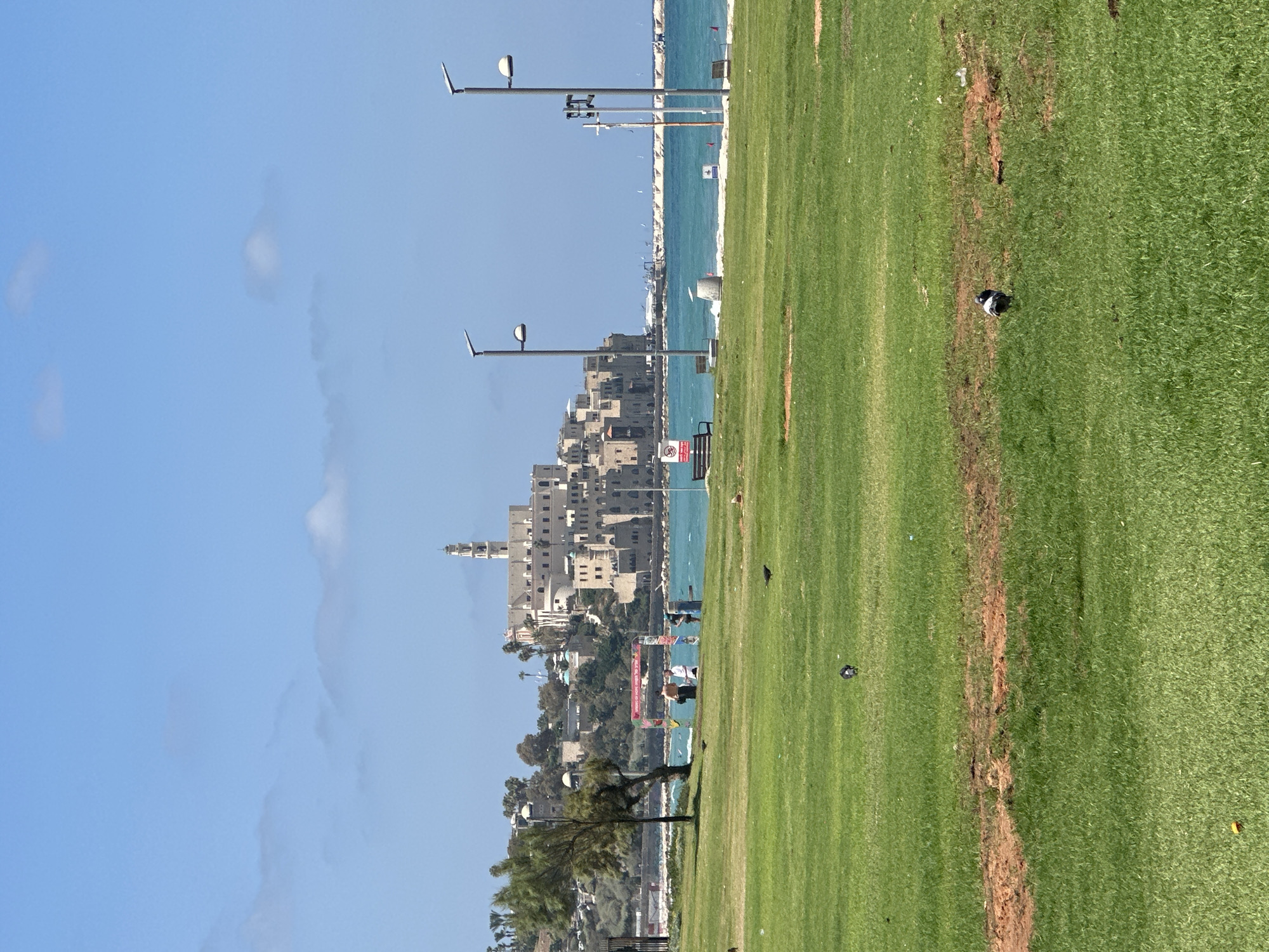 Sunny morning along Tel Aviv's coastal parks and seafront