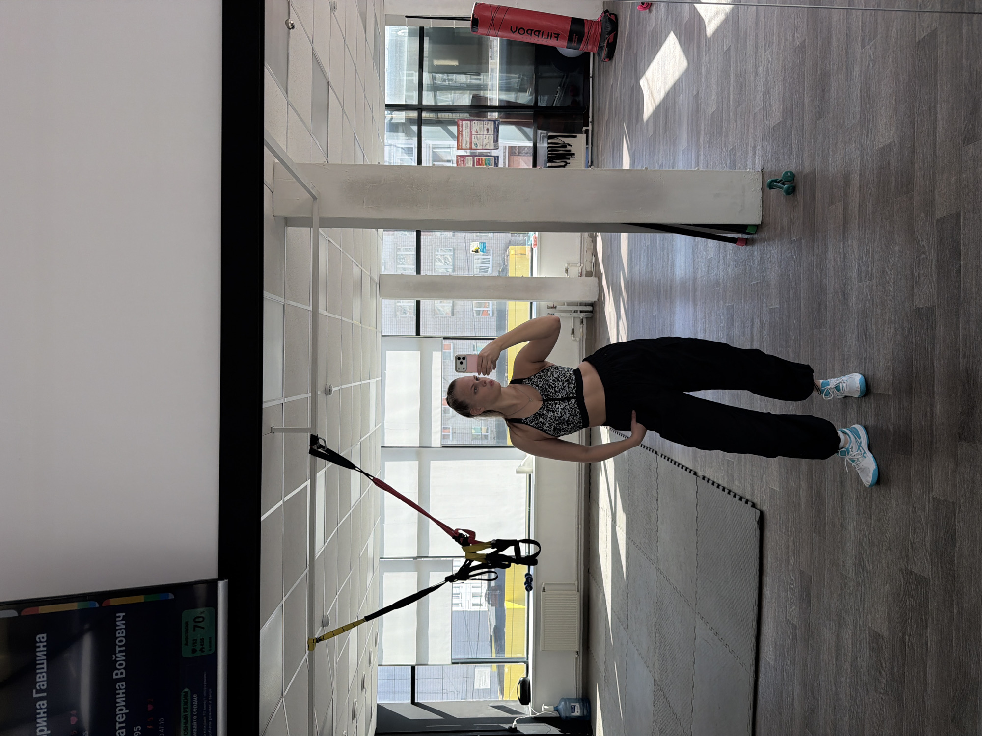 Woman documents early morning workout session at Izhevsk gym