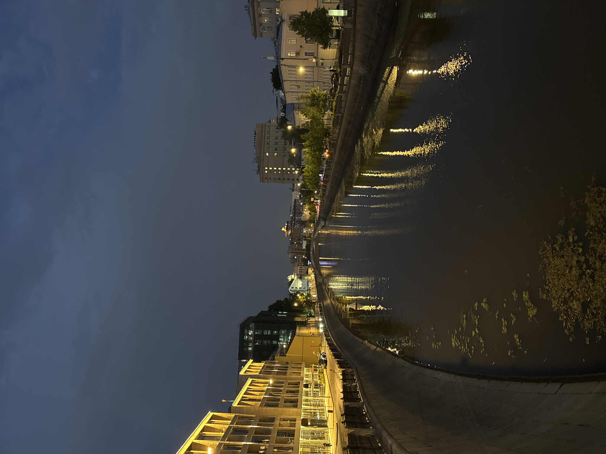 Moscow canal district at night, architecture old and new