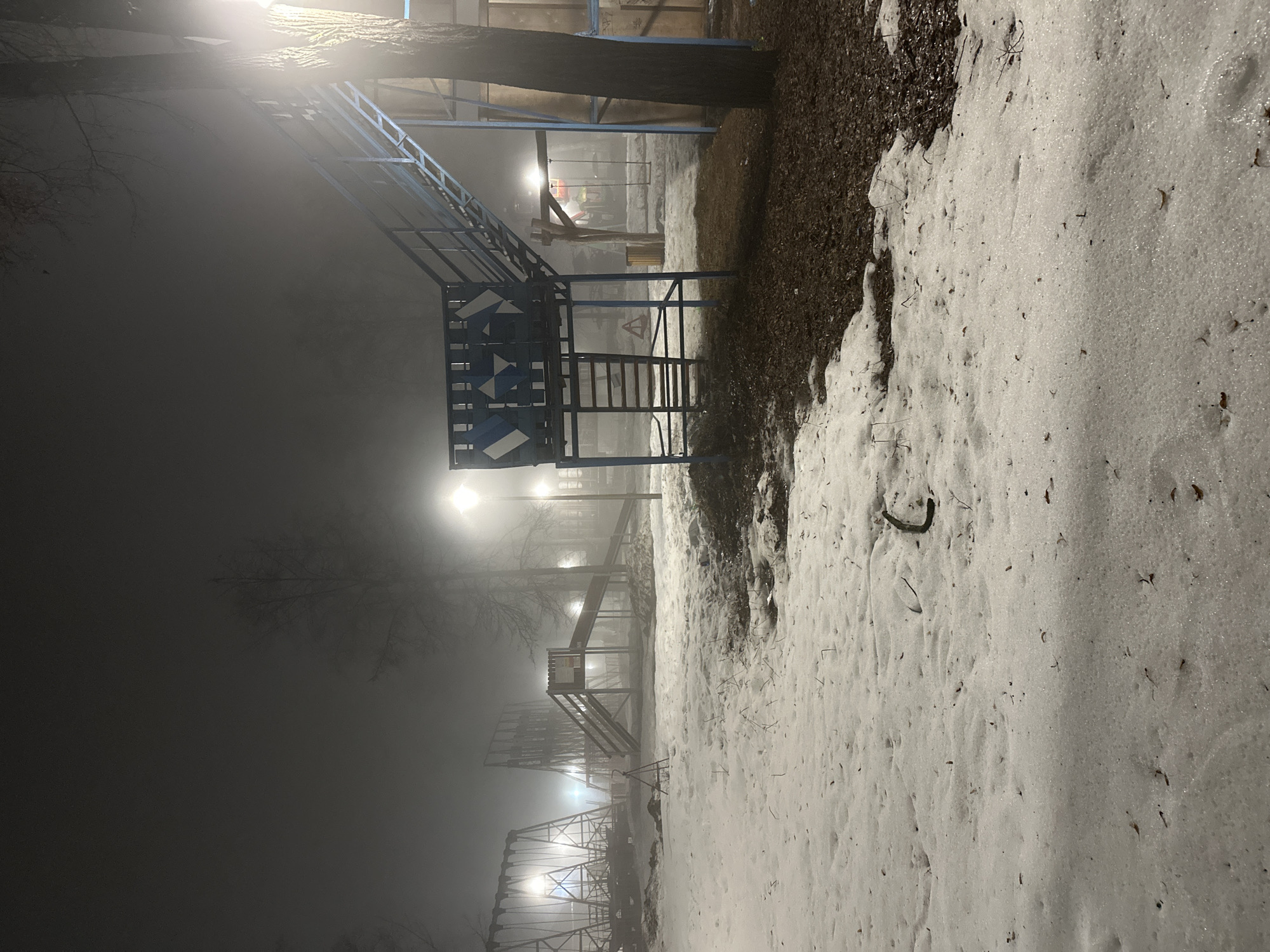 Dense fog shrouds Sarapul, Russia landmarks on April evening