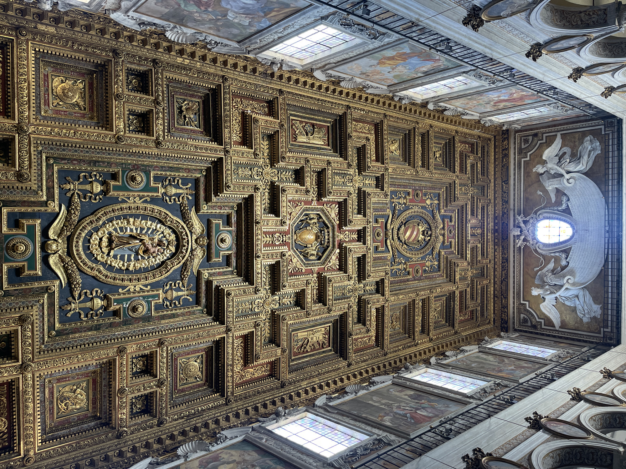 Tourist documents ornate Roman interiors and Campidoglio plaza