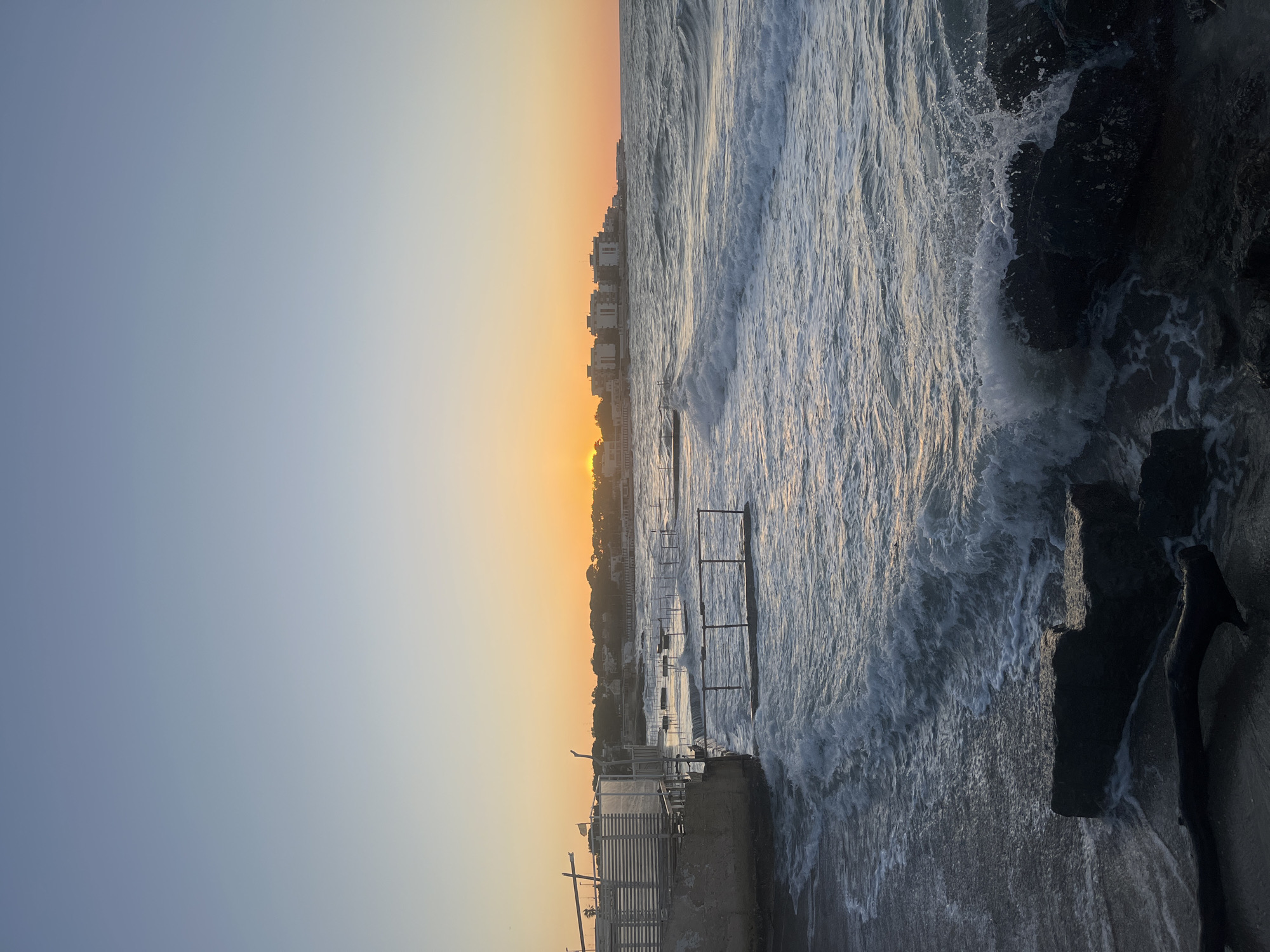 Sunset observed along Bari coastline, Italy