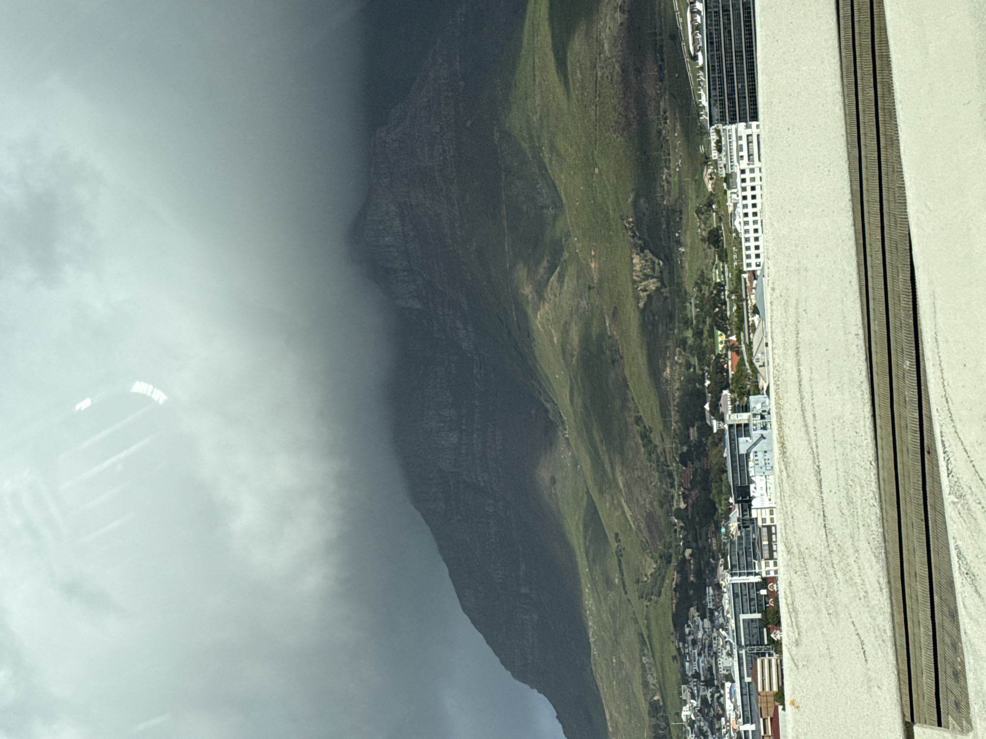Table Mountain partially obscured by clouds in Cape Town