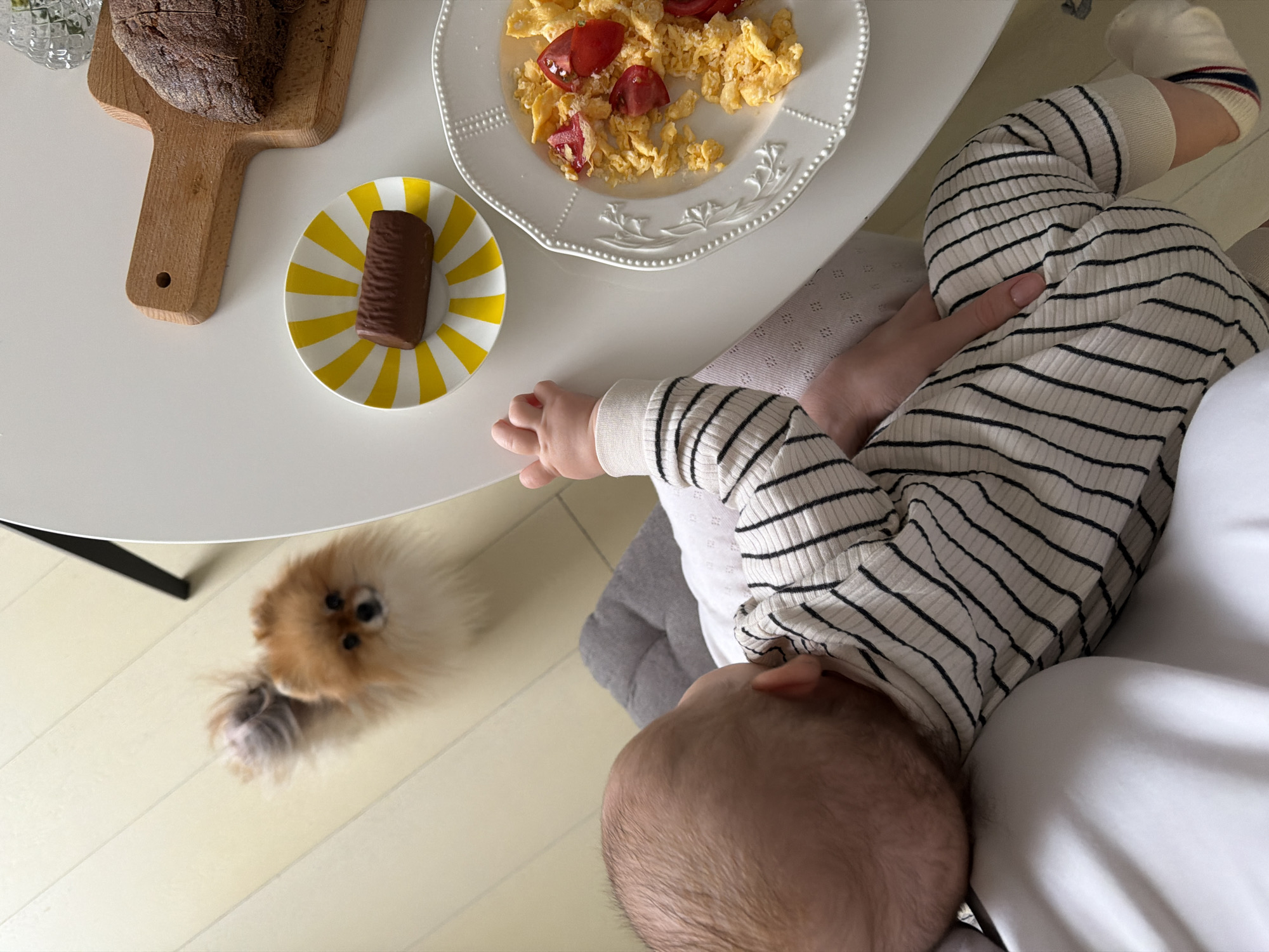 Family breakfast scene documented in Khimki home