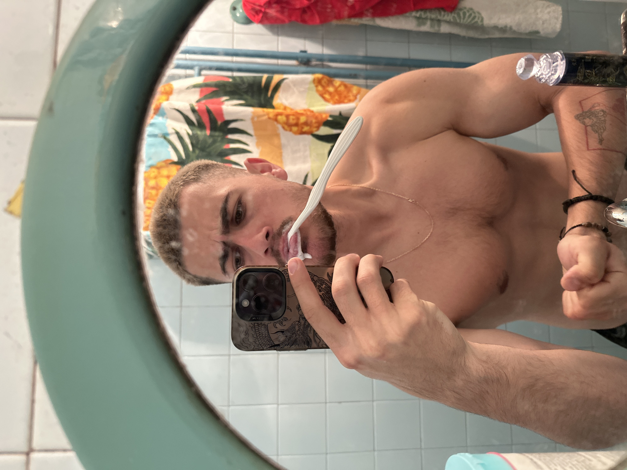 Man takes bathroom selfies while brushing teeth in Burgas