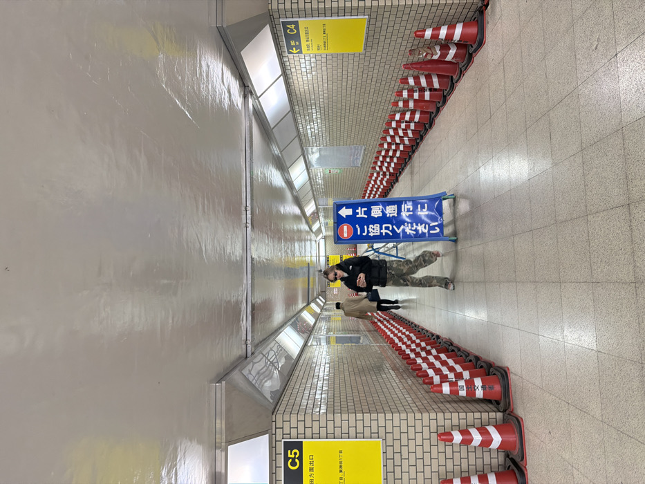 Person spotted in cone-lined underground tunnel in Tokyo