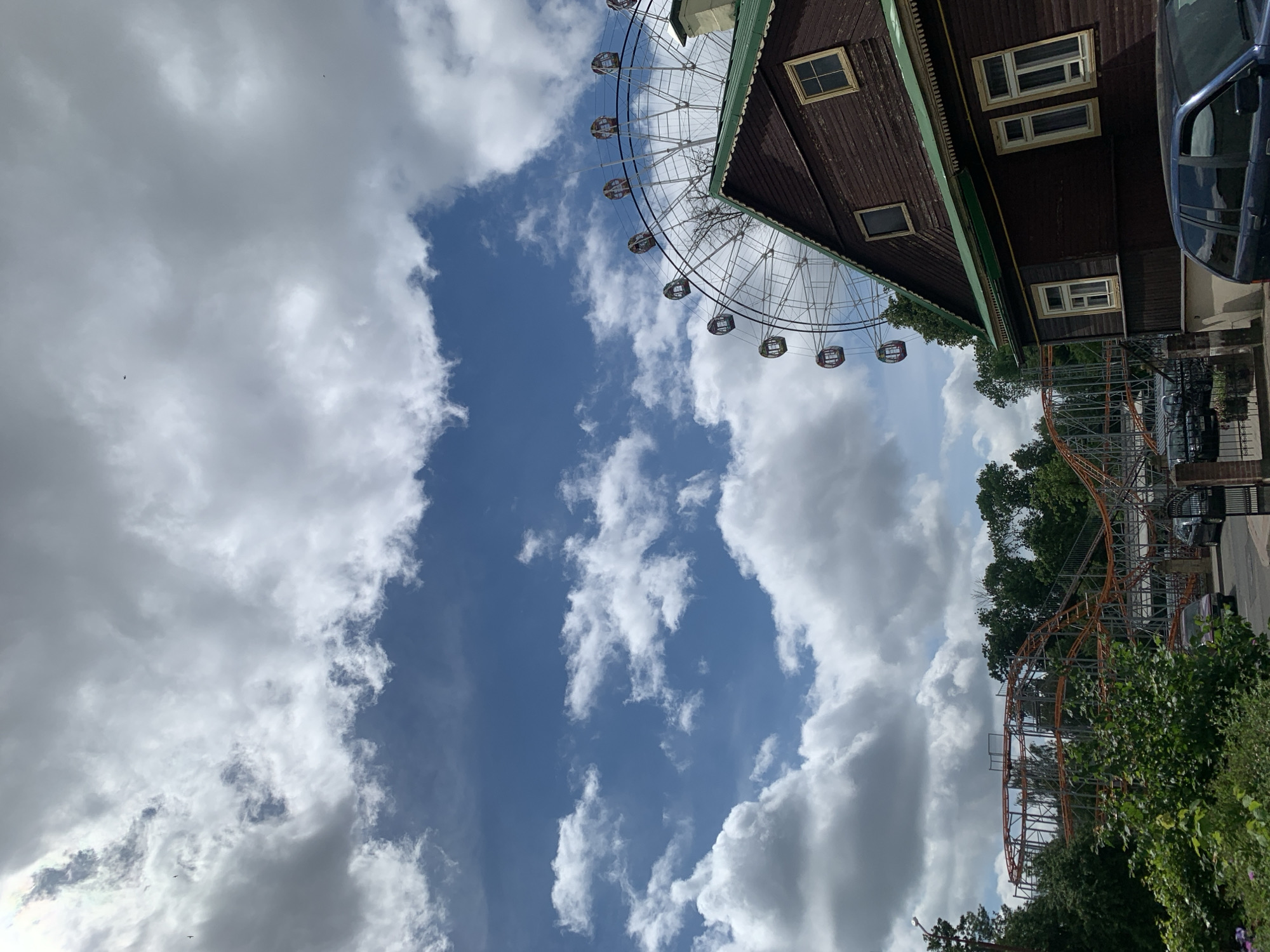 Amusement park captured under partly cloudy skies in Hrodna