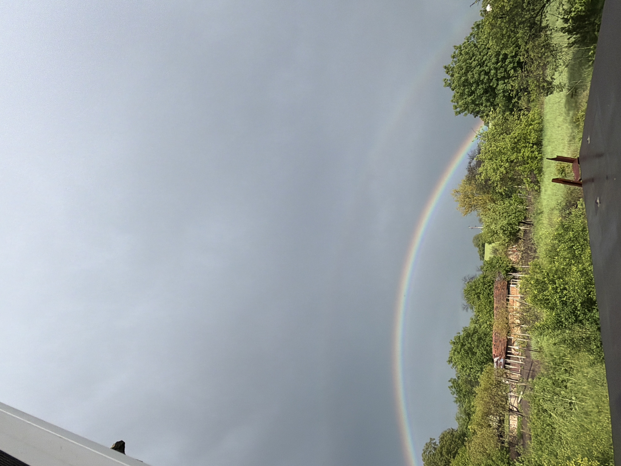 Double rainbow spotted over Rosen, Bulgaria countryside