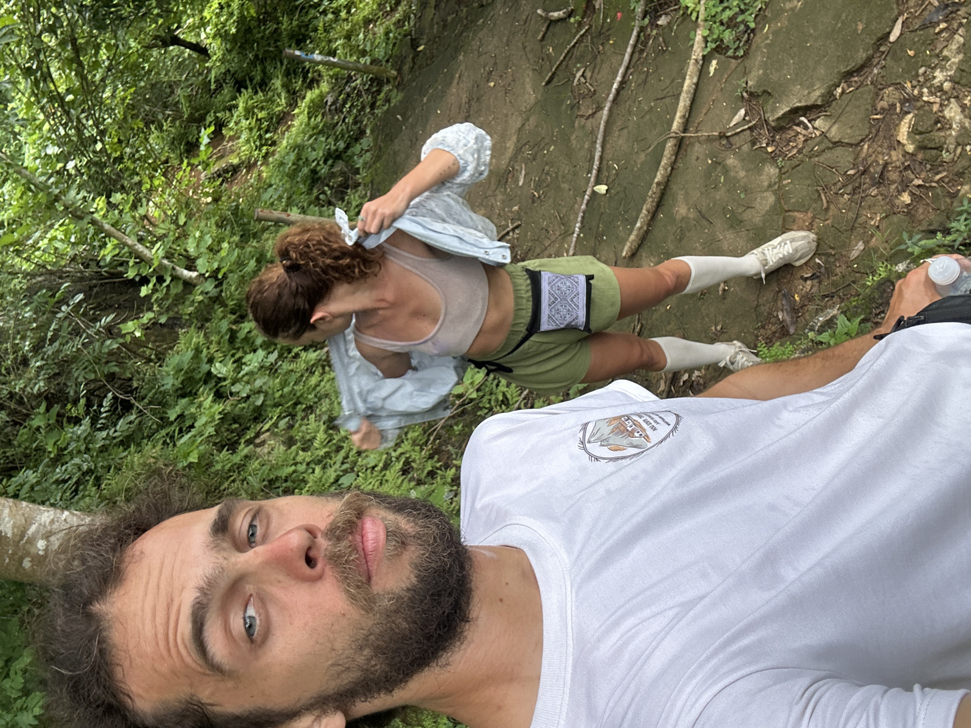 Hikers capture selfies on forest trails in Mai Chau