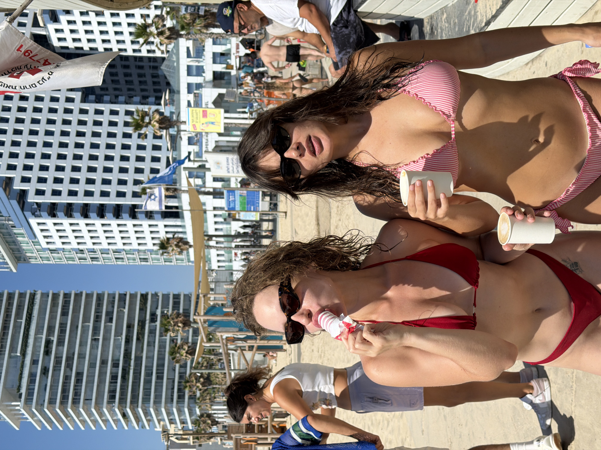 Beachside afternoon in Tel Aviv — drinks, sun, and outdoor vibes