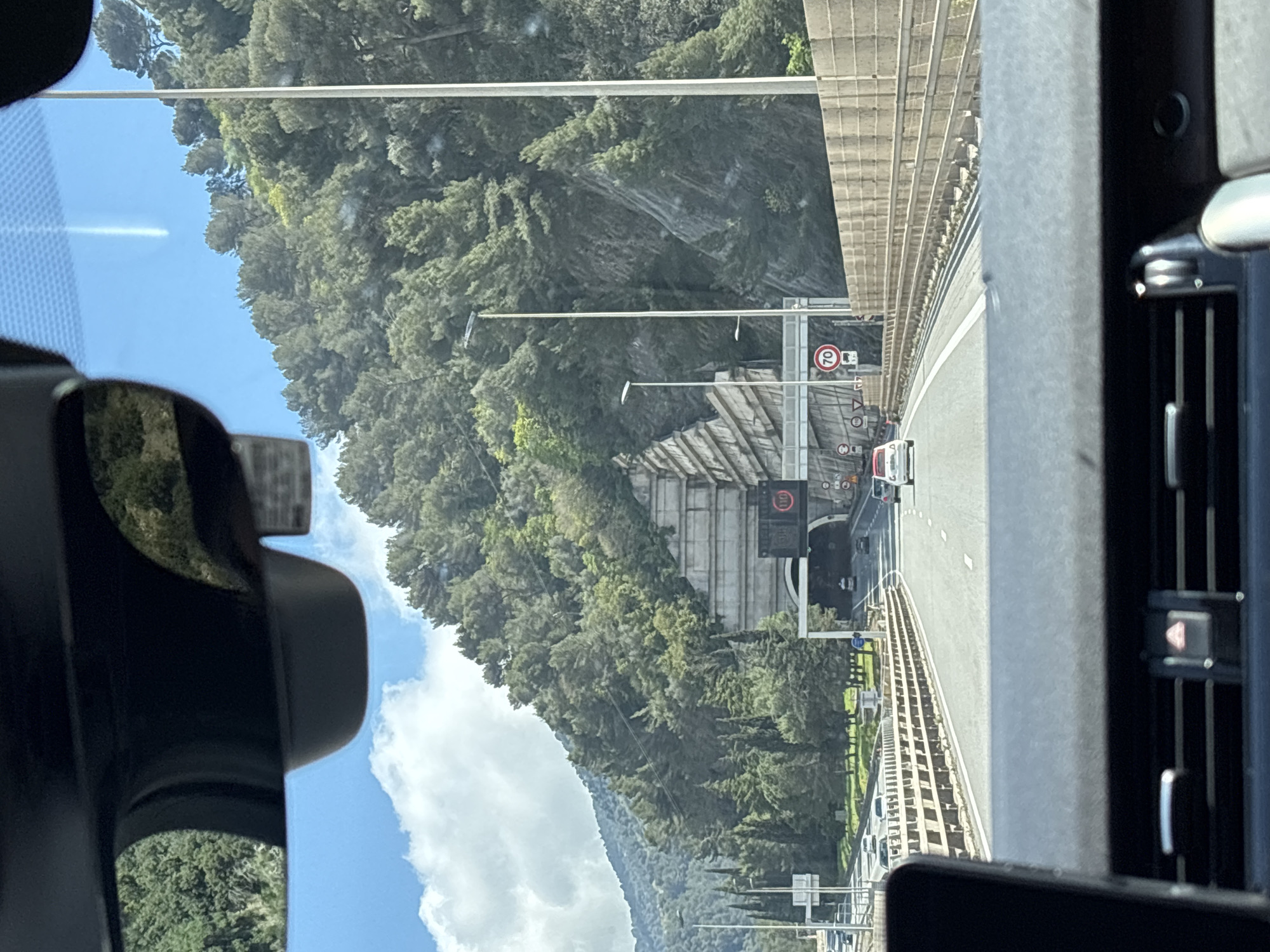 Vehicle approaches tunnel on highway near Nice, France