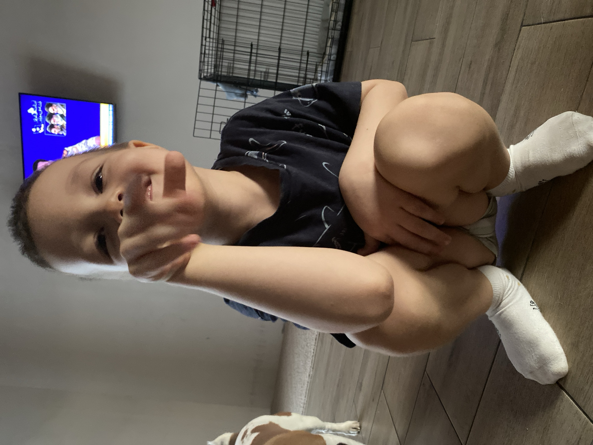 Child's afternoon at home with pet and health check