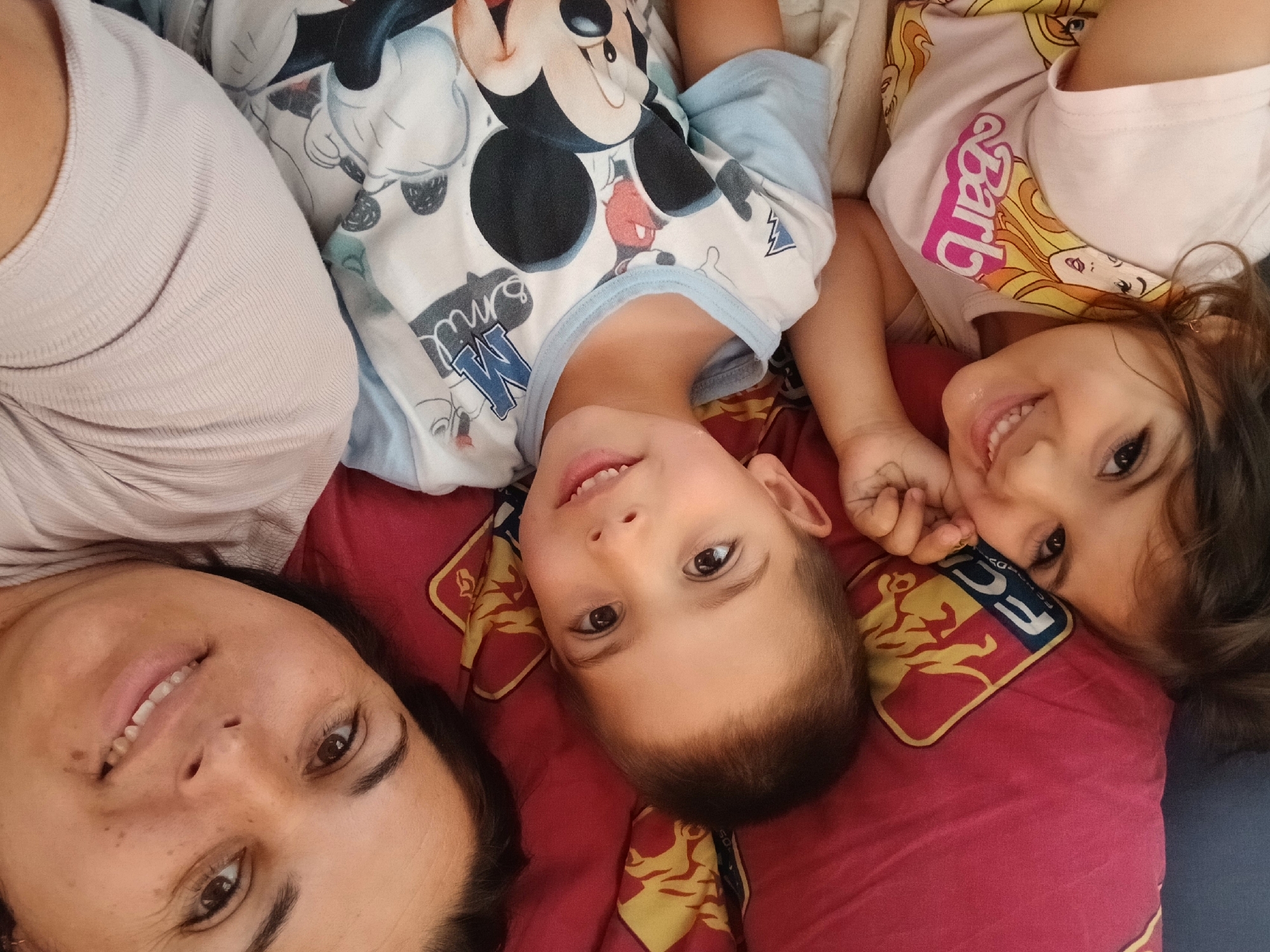 Family shares quiet morning moments together in Bulgarian home