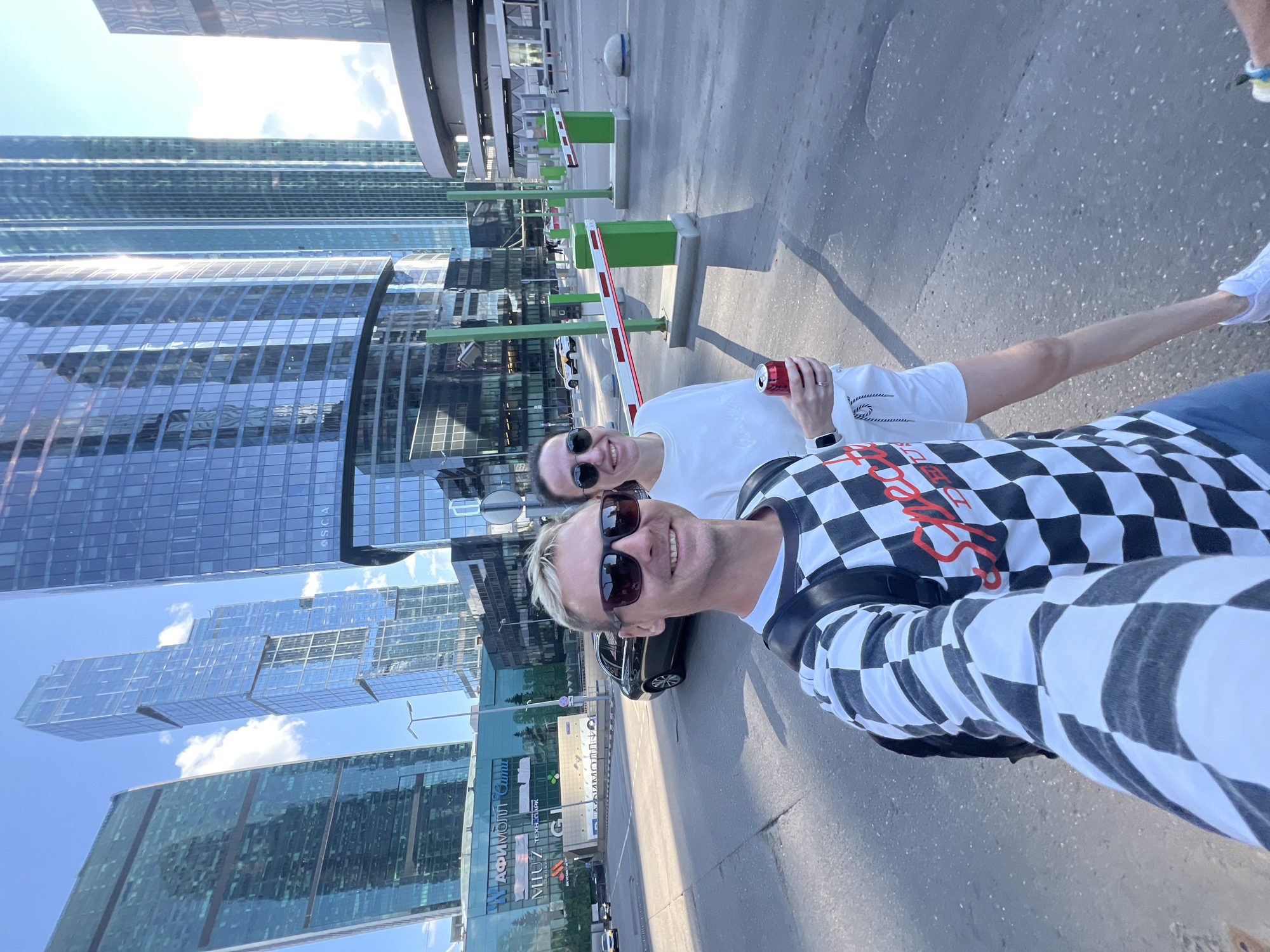 Selfies and street scenes near Khimki's Afimall City