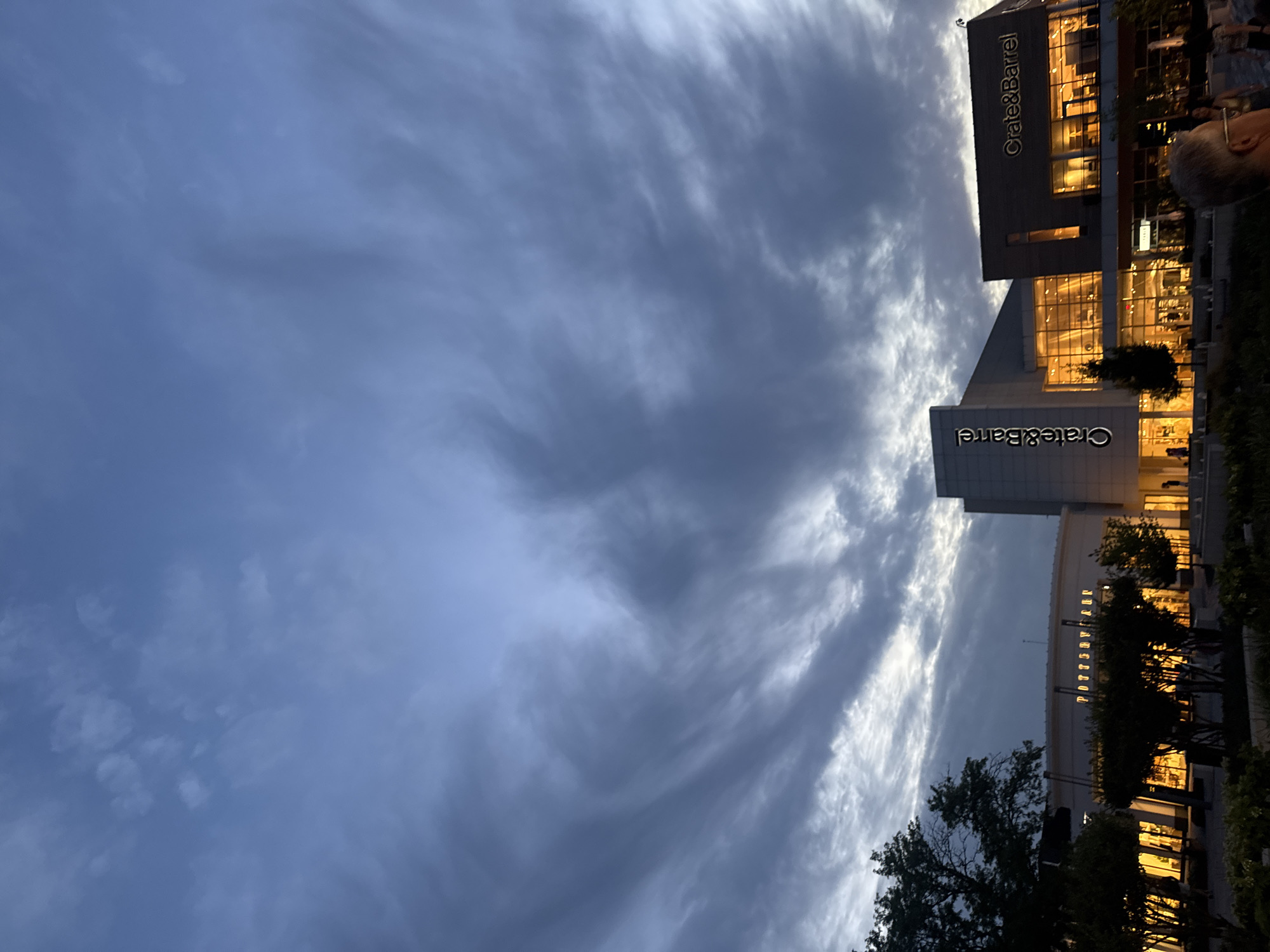 Nighttime activity captured near Crate & Barrel stores in Oak Brook