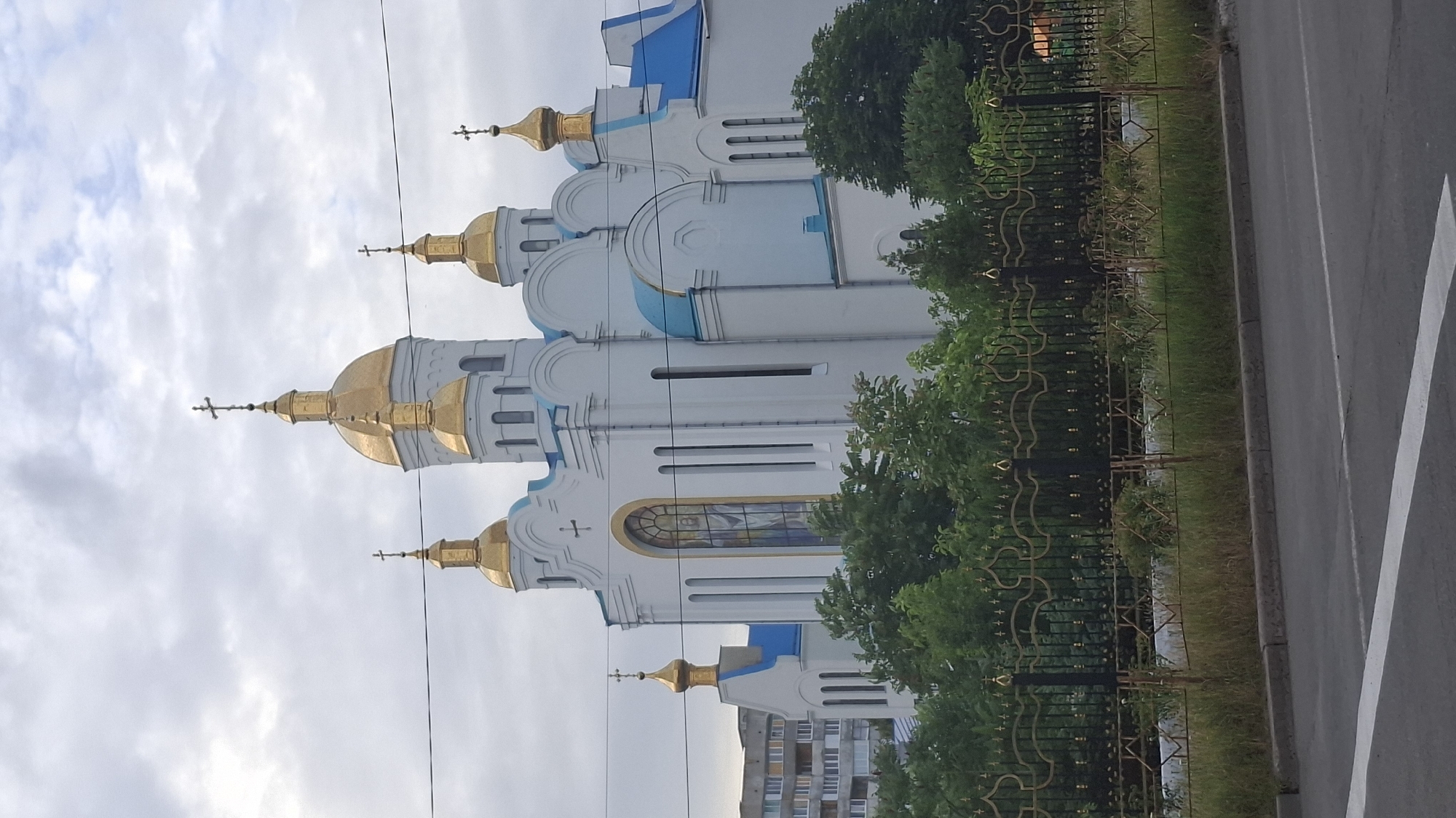 Orthodox church with golden domes in Chernihiv, Ukraine