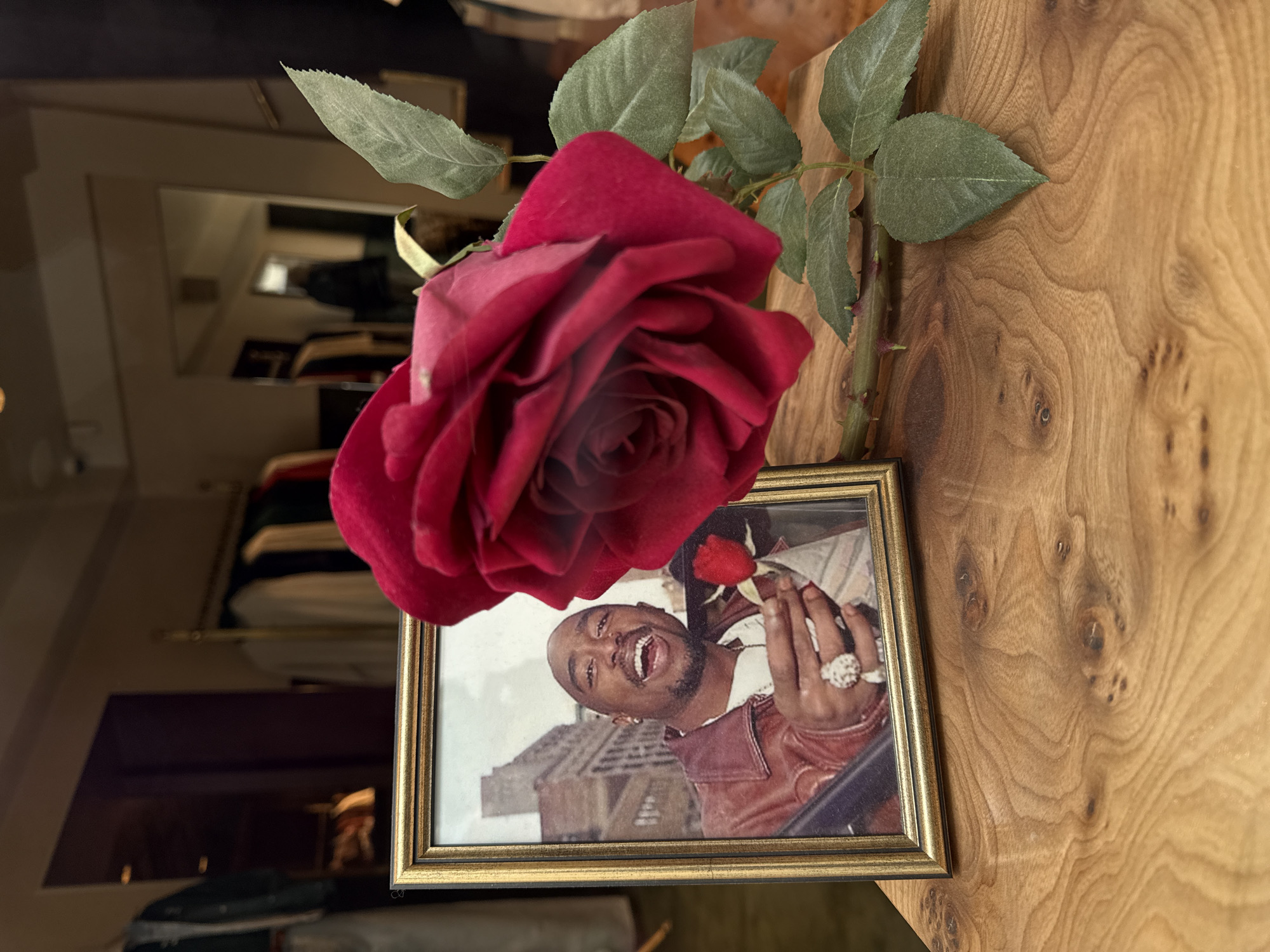 Tupac memorial display with rose spotted in Paris