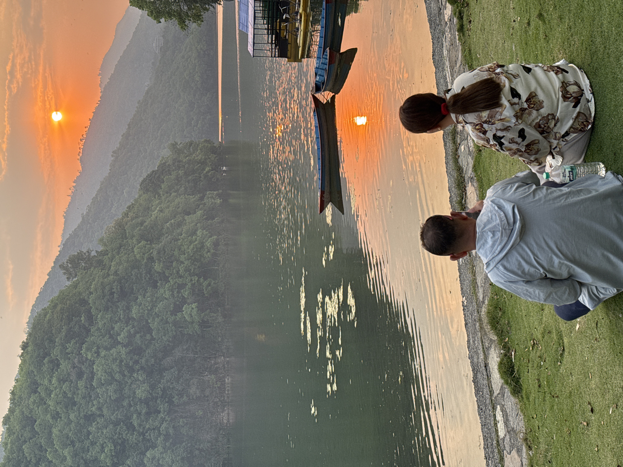 Sunset gathering captured at Phewa Lake, Pokhara