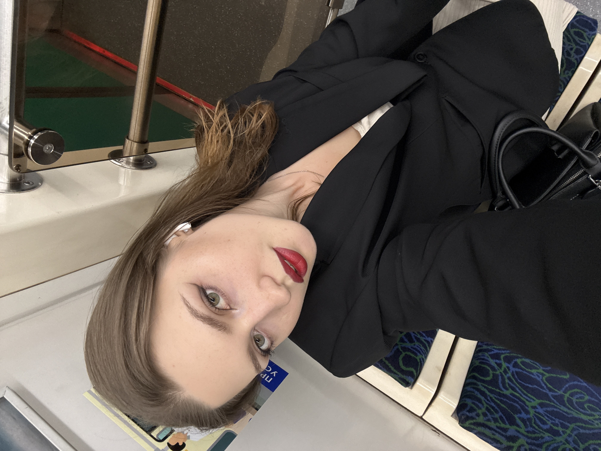 Quiet moment inside an empty St. Petersburg subway car