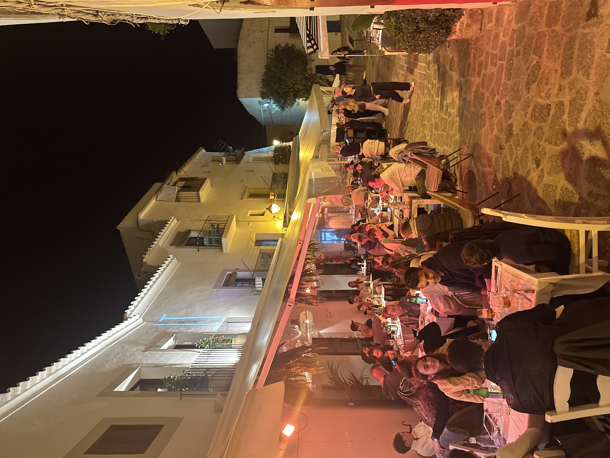 Evening stroll documented through historic Ibiza old town district