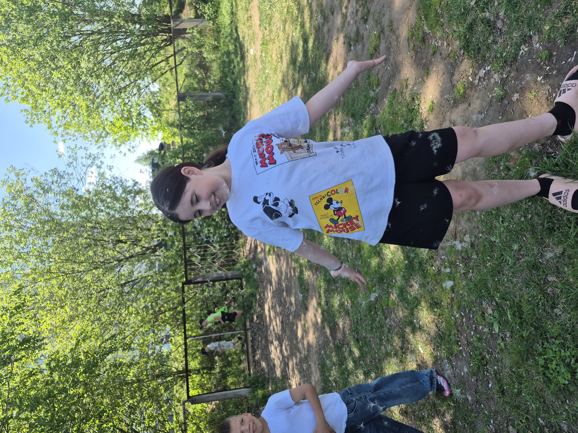 Children play outdoors in spring morning in Chaikovsky, Russia