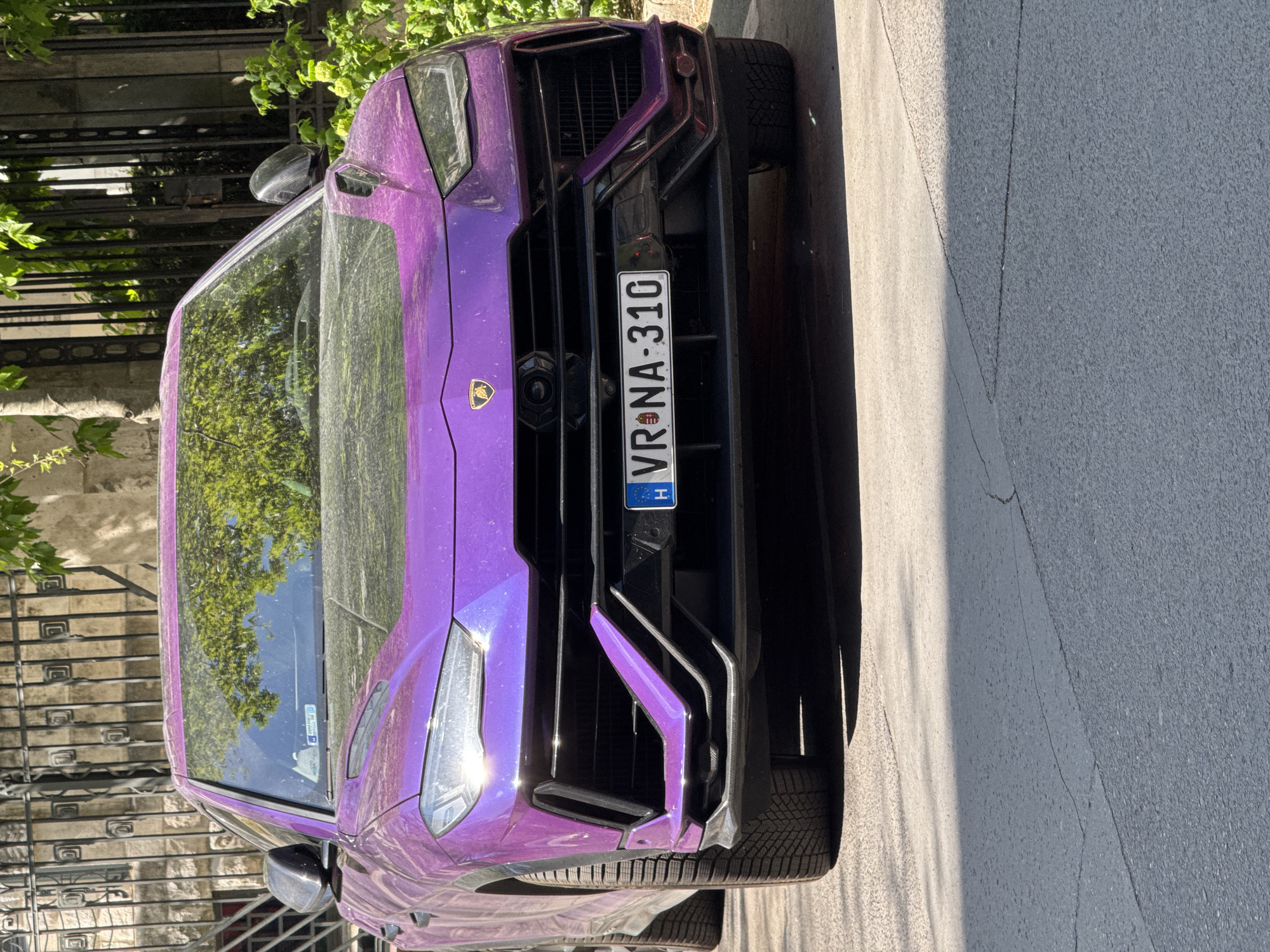 Purple Lamborghini Urus spotted parked on Budapest street