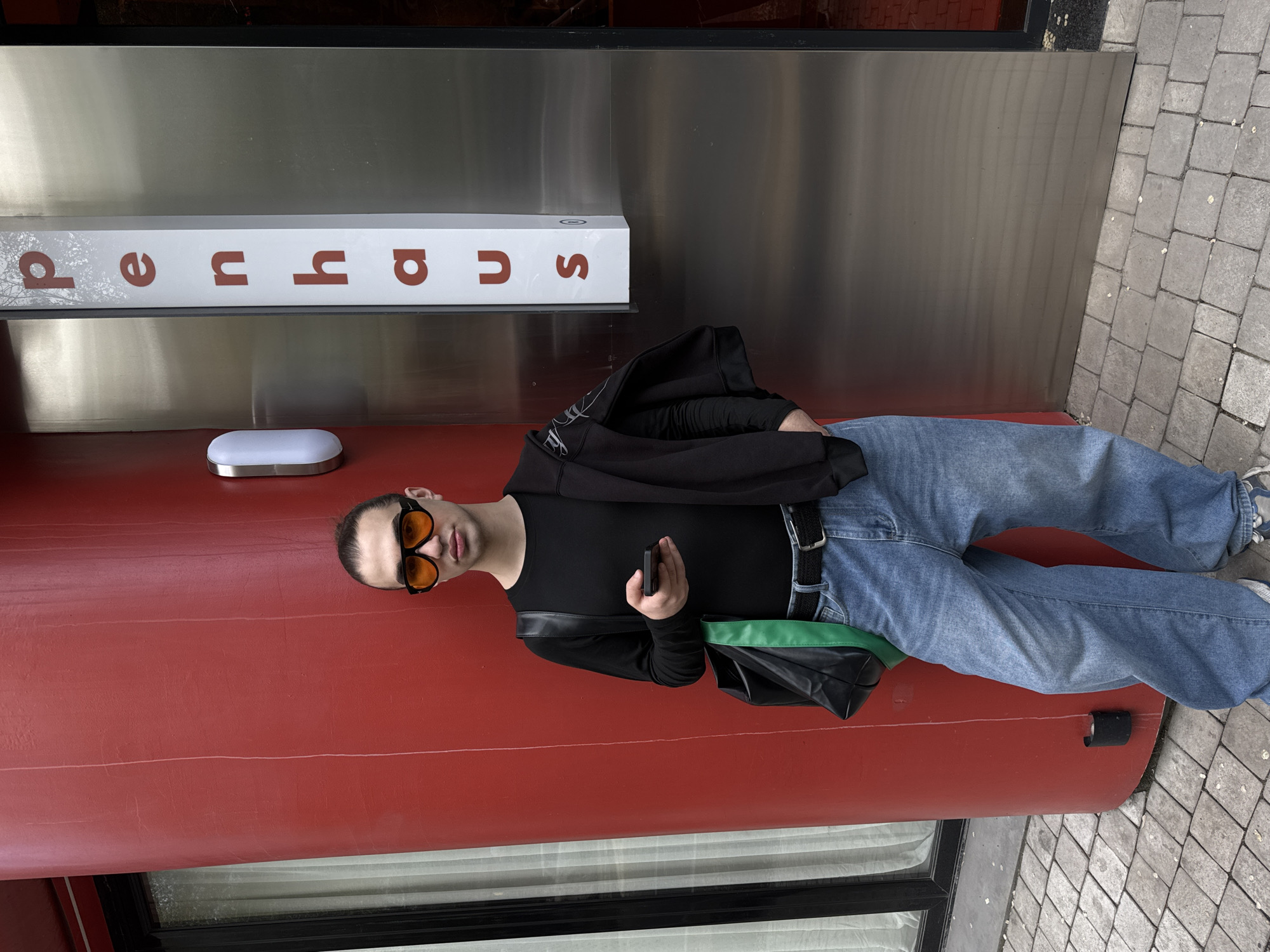 Man in orange sunglasses photographed around central Yerevan locations