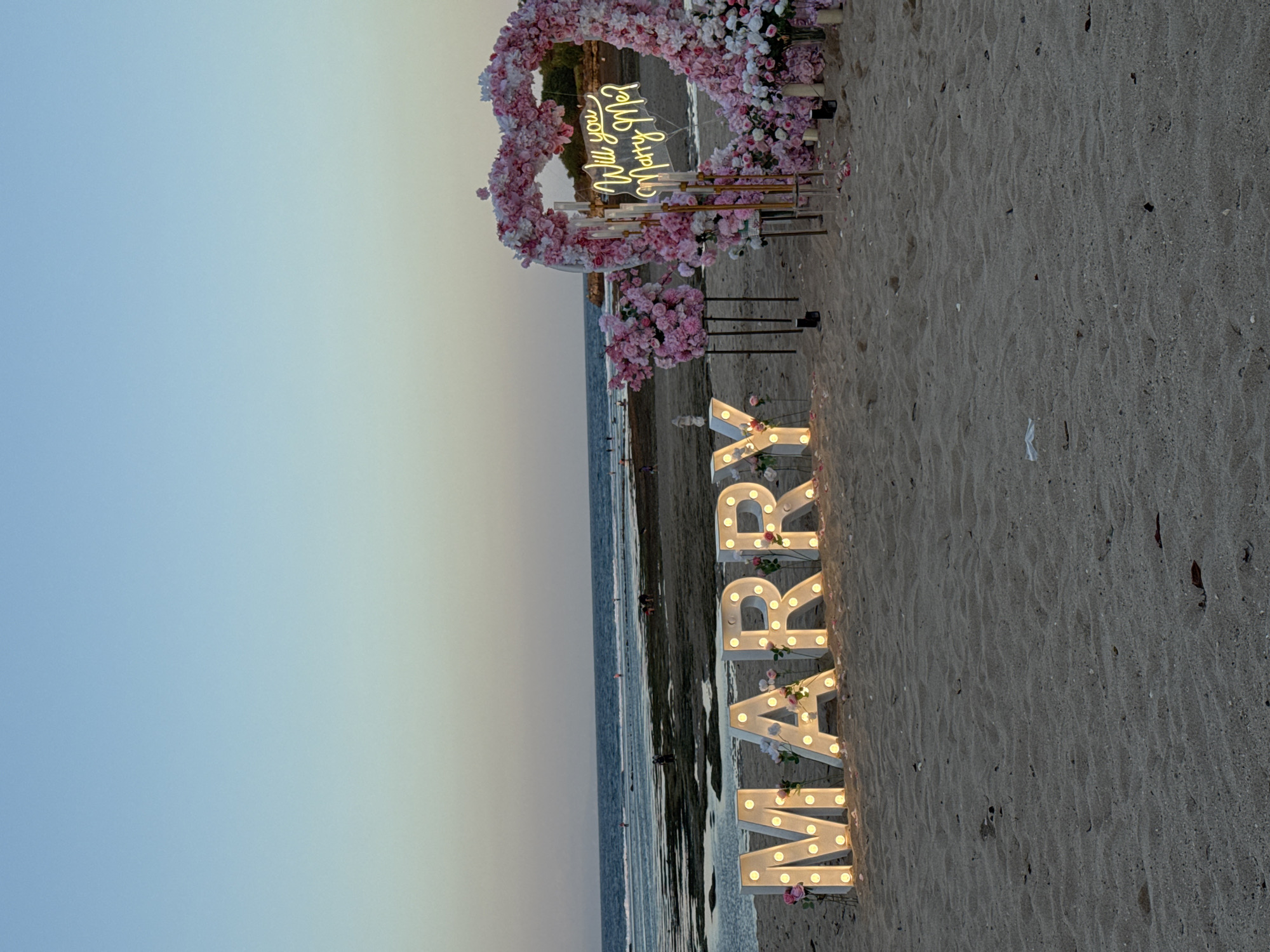 Beach Marriage Proposal Setup at Sunset in Kuta Selatan