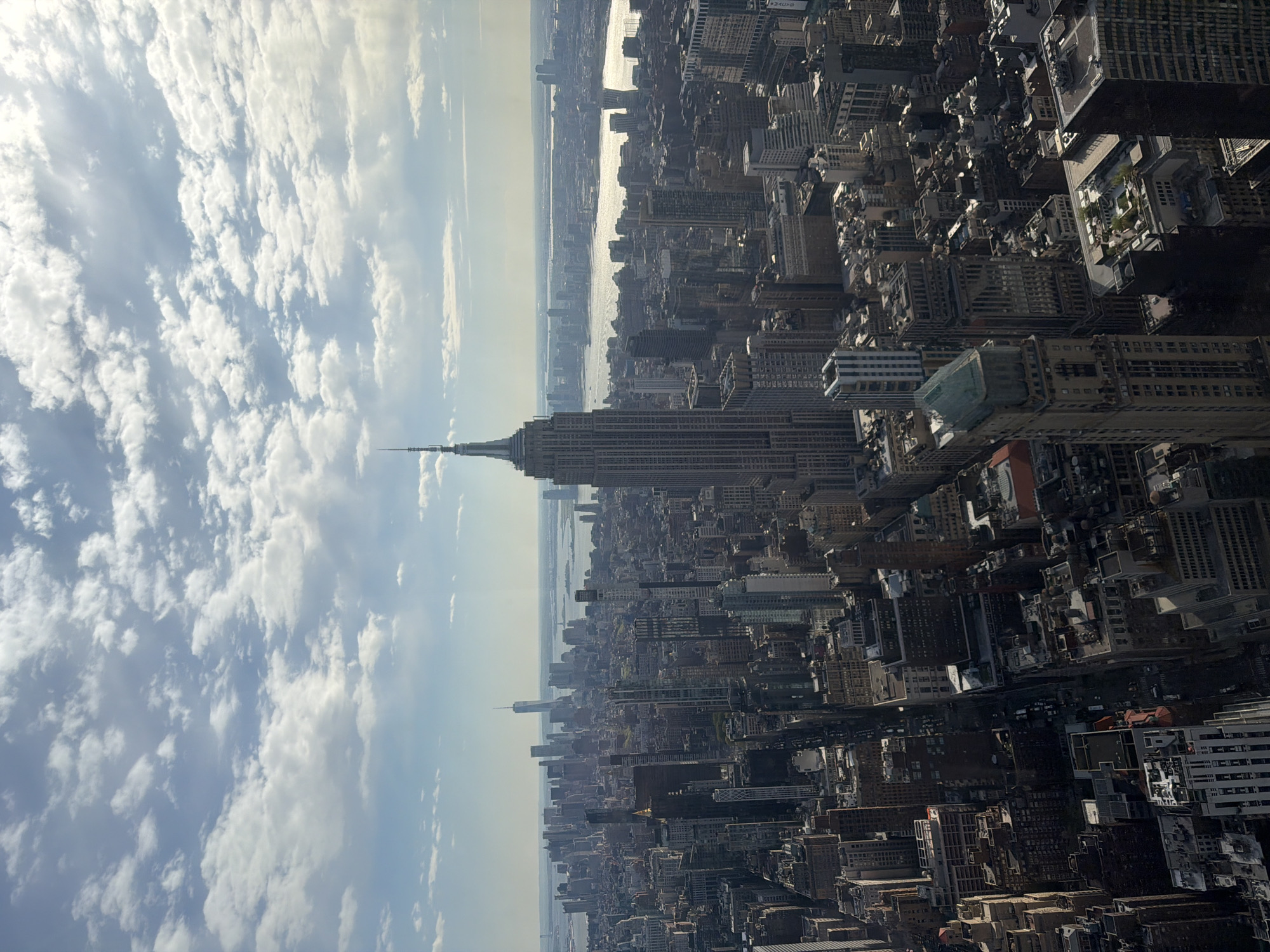 Aerial view captures NYC skyline with Empire State Building