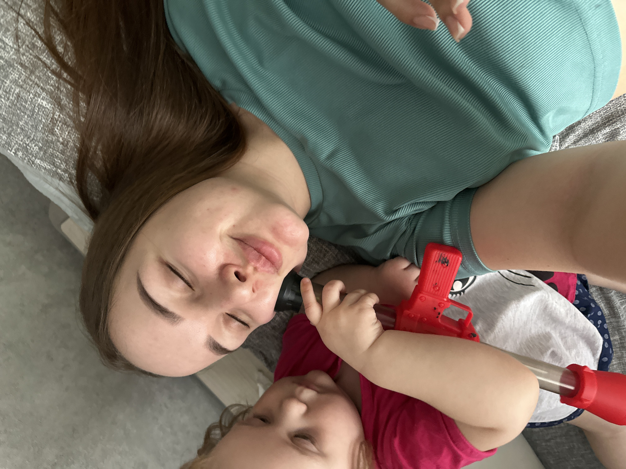 Mother and toddler share quiet morning moments in Russia