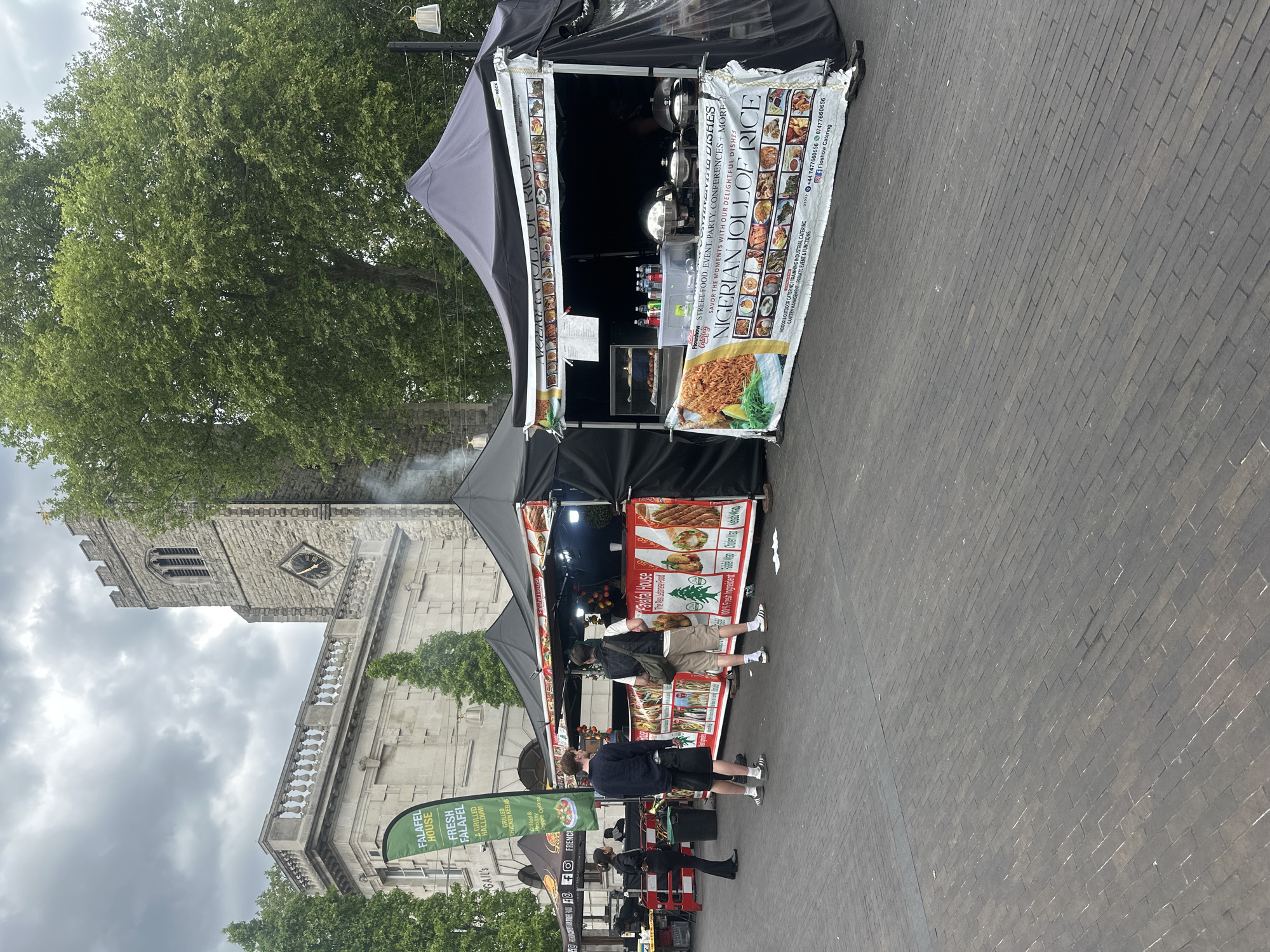 Food stalls including Falafel House spotted at London market