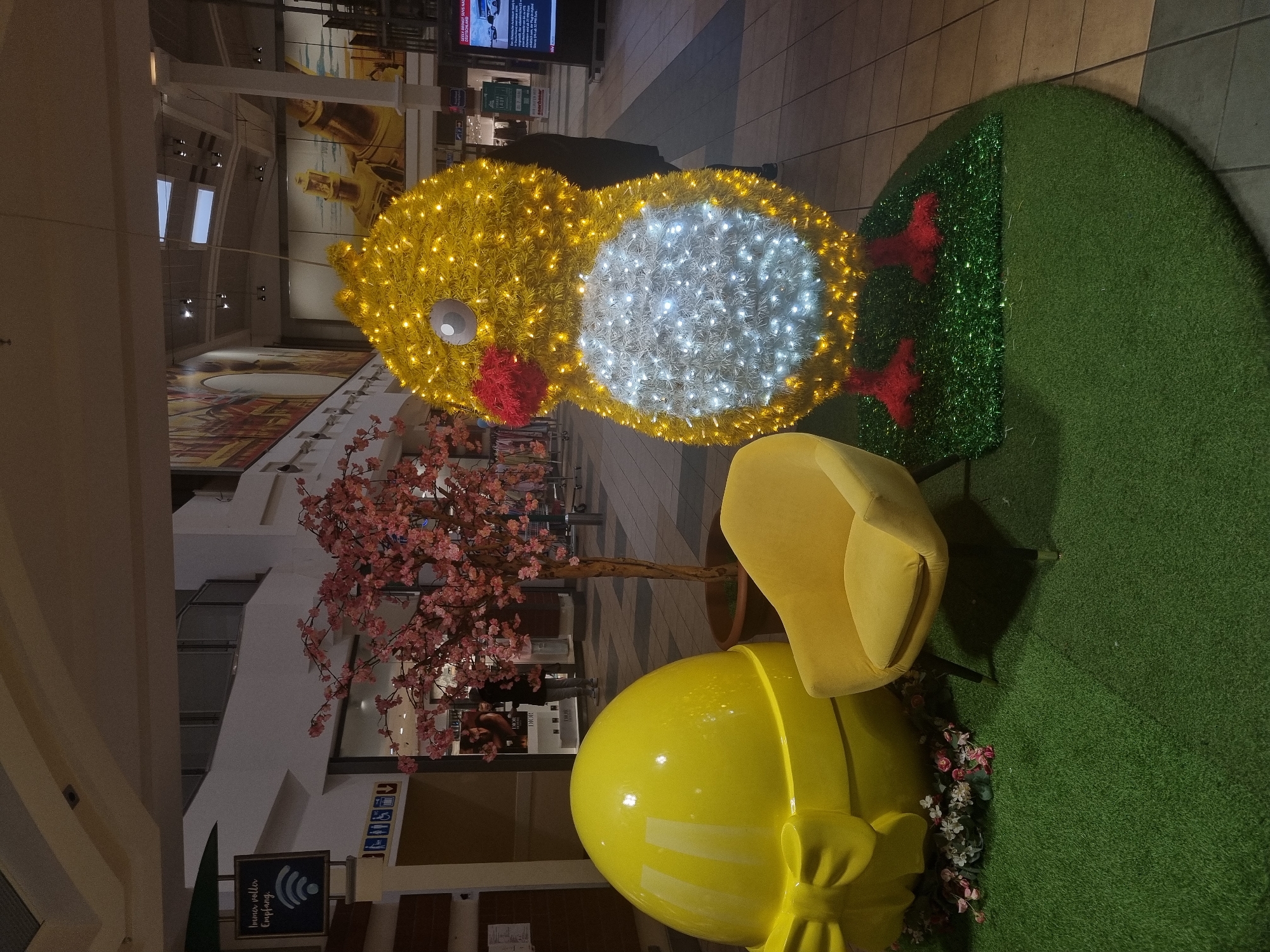 Easter light display features giant chick in Saarbrücken mall