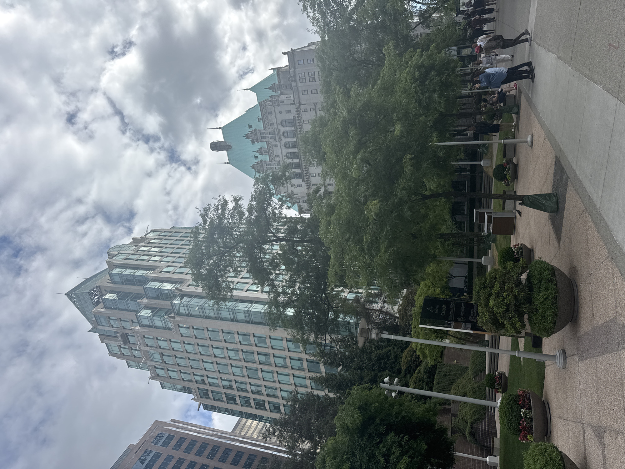 Downtown Vancouver streetscape, Granville corridor, cloudy day