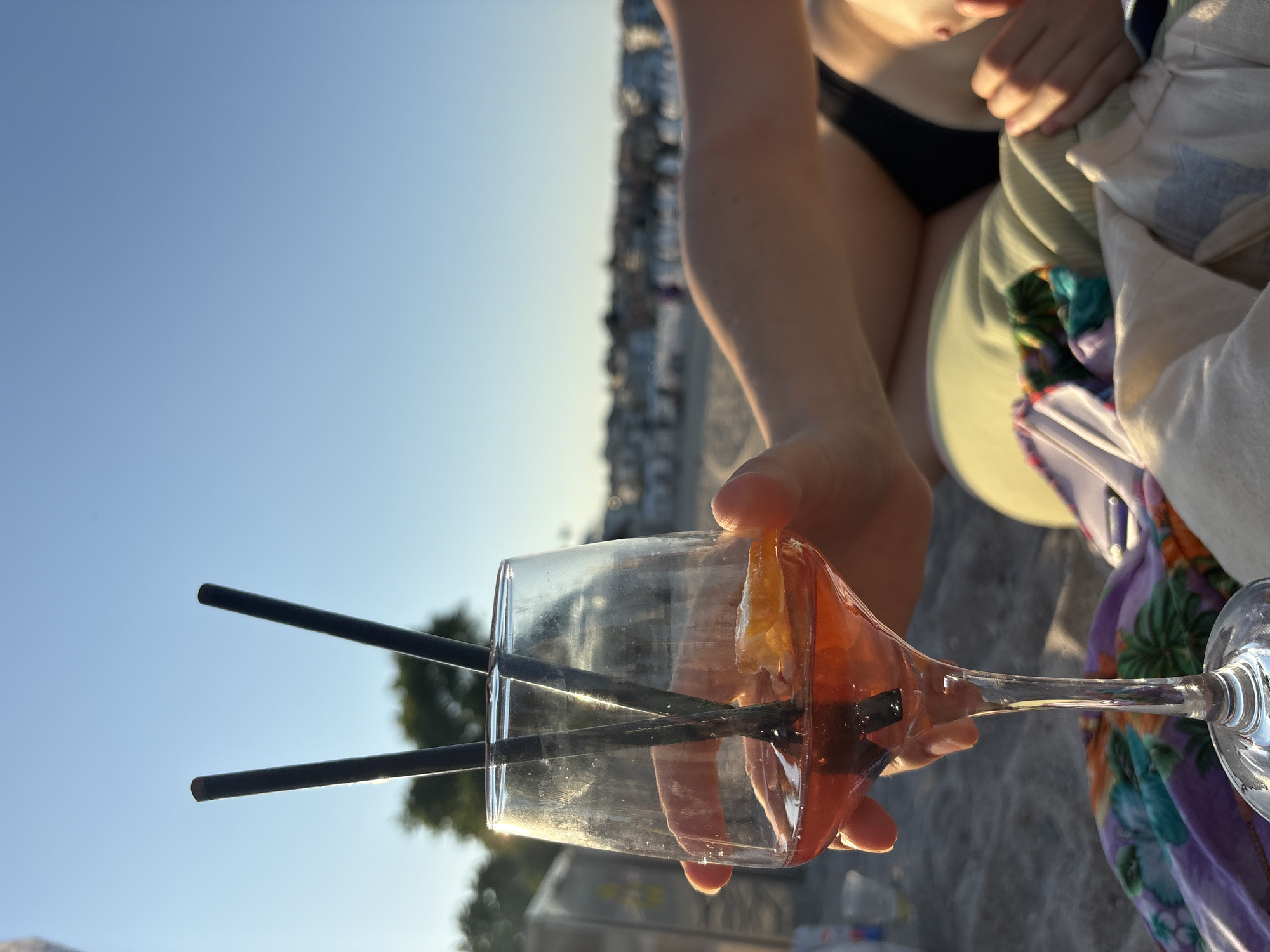 Drinks and golden-hour light on a Sozopol beach.
