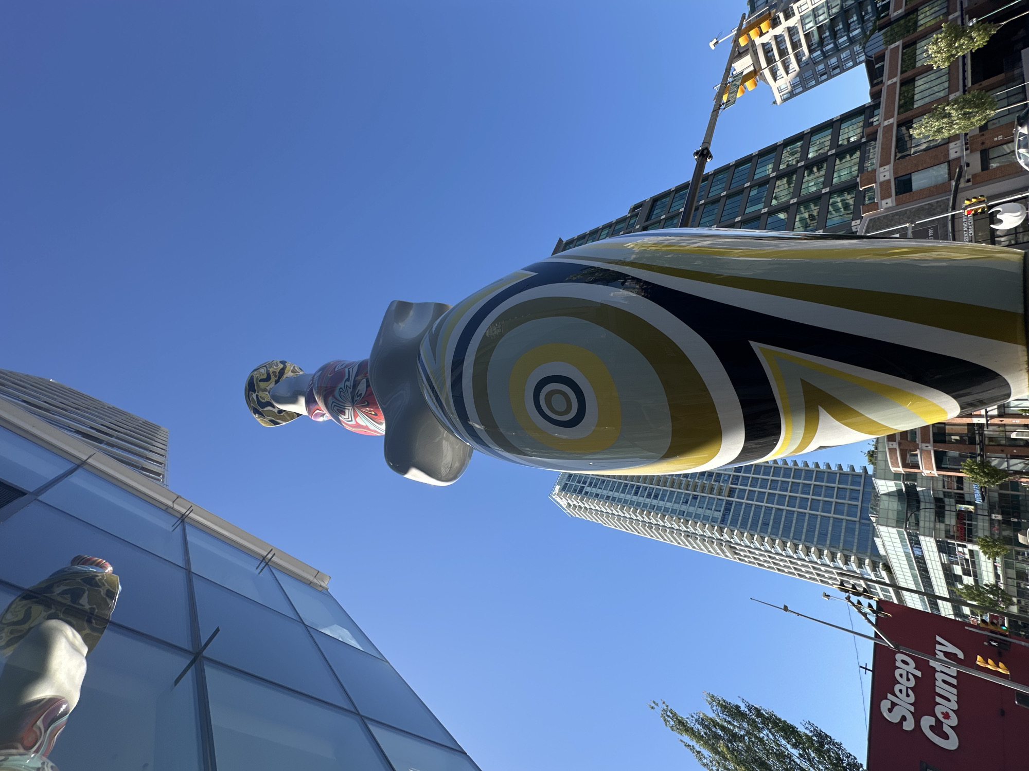 Modern towers and public sculpture in Burnaby