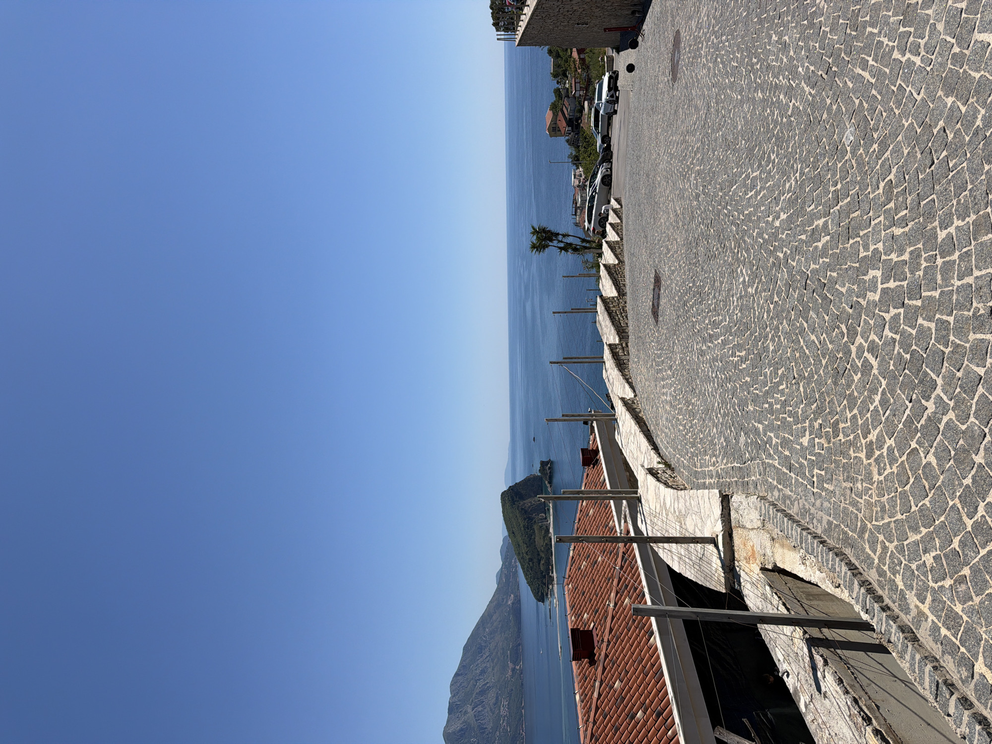 Elevated views of Budva coastline captured from scenic overlook