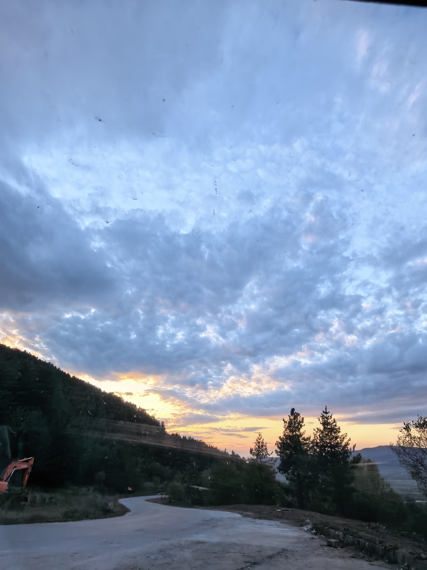 Golden hour twilight captured in Bulgarian mountain town